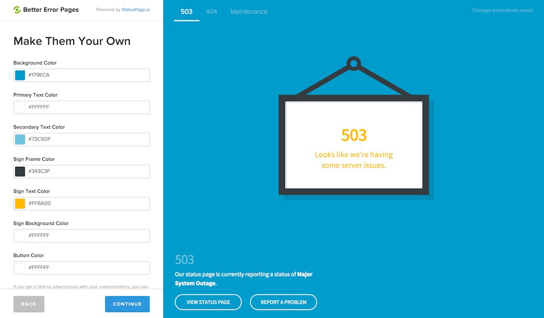 Statuspage screenshot