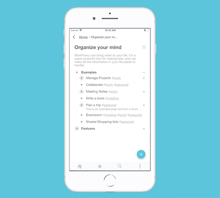 WorkFlowy screenshot