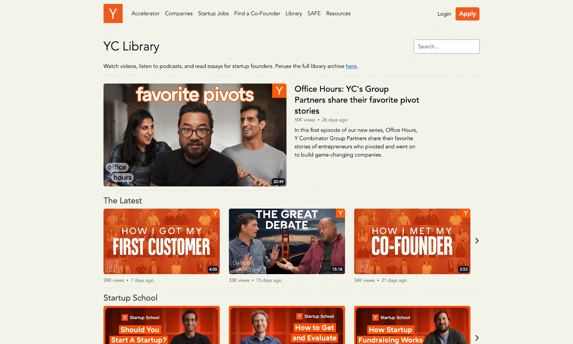 Y Combinator screenshot
