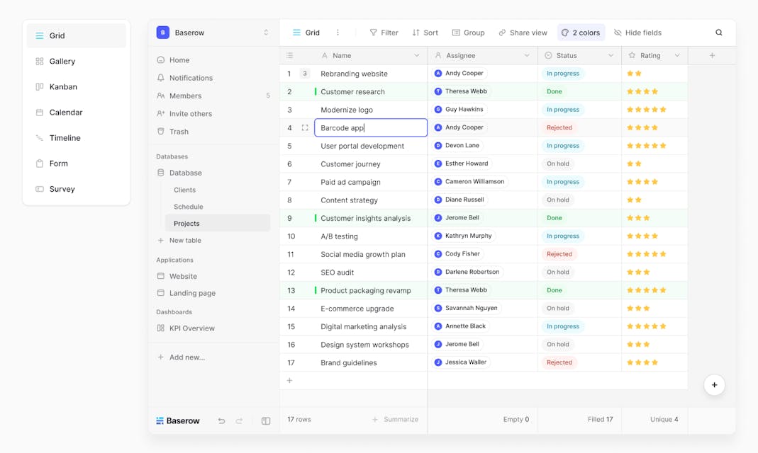 Baserow screenshot