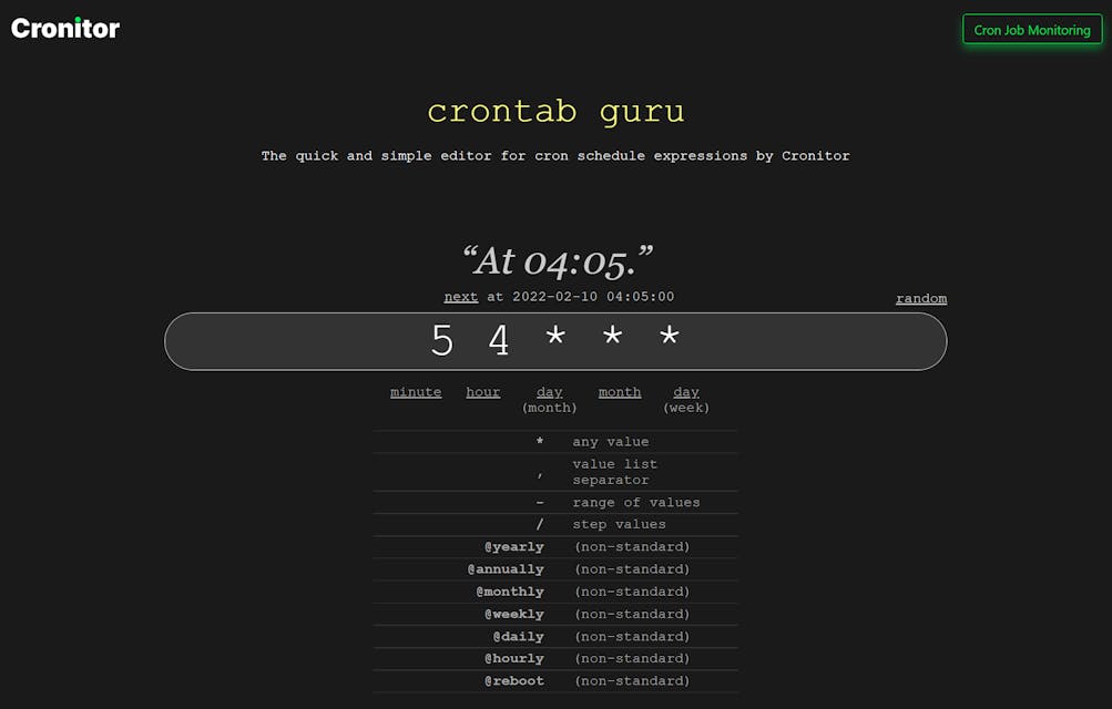 Crontab Guru screenshot
