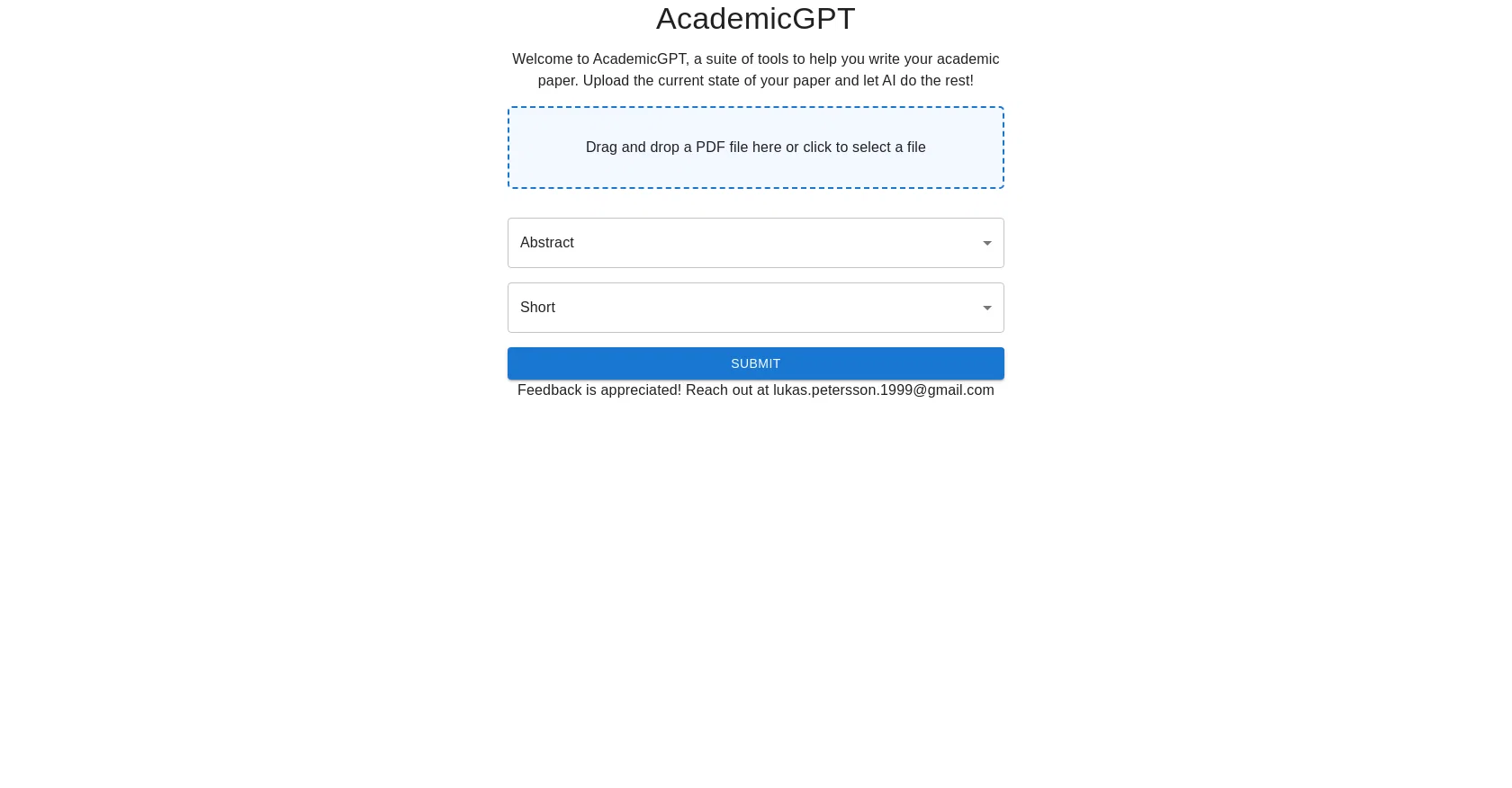 AcademicGPT screenshot