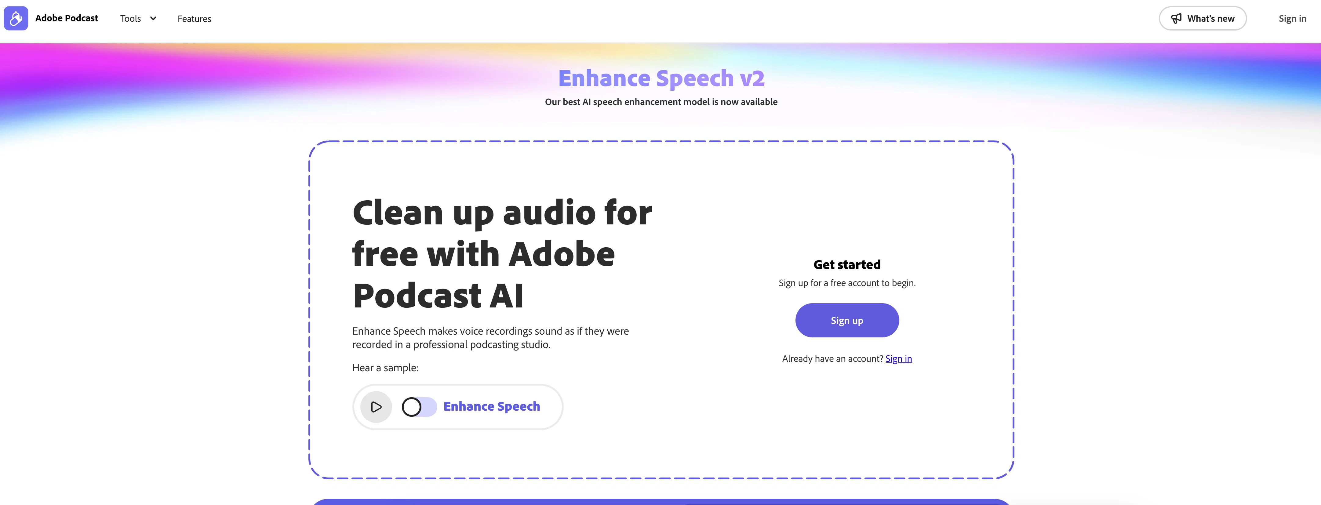 Adobe Audio Enhancer screenshot