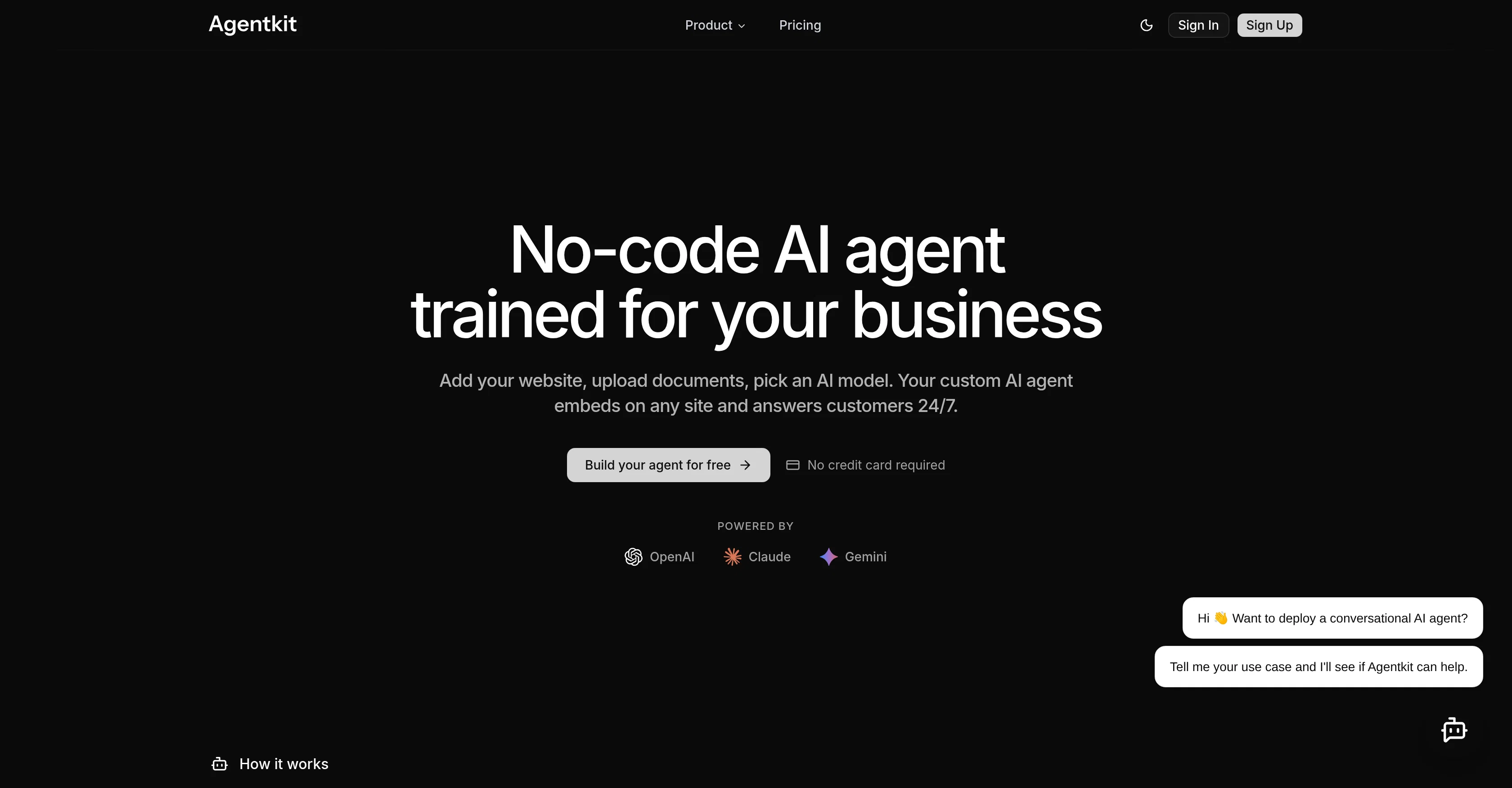 Agentkit.ai - Chatbot for Website screenshot