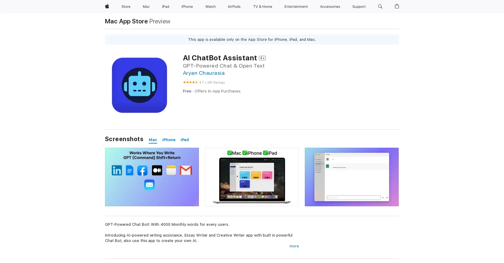 AI ChatBot Assistant screenshot