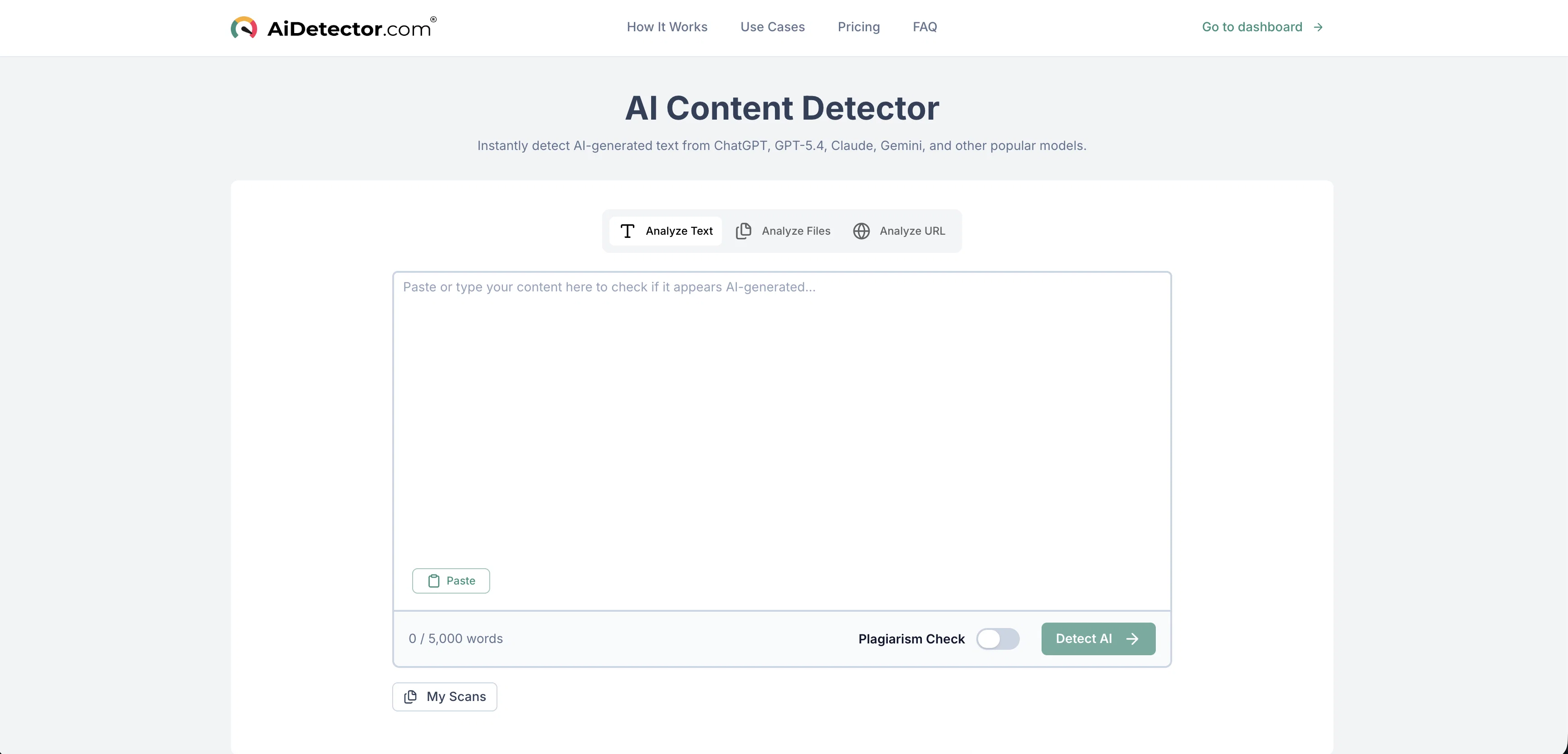 AiDetector.com screenshot