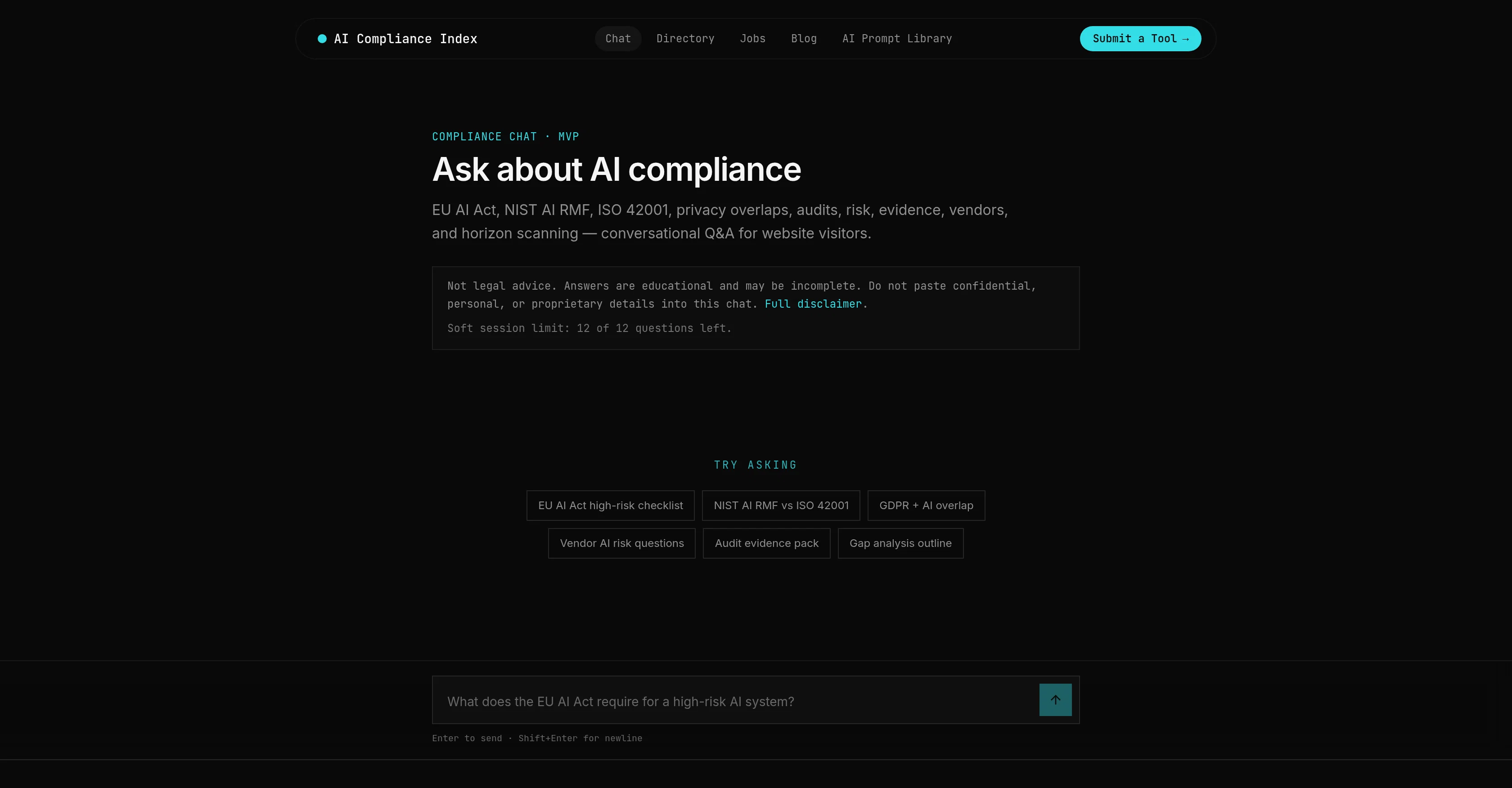 AI Compliance Chat screenshot