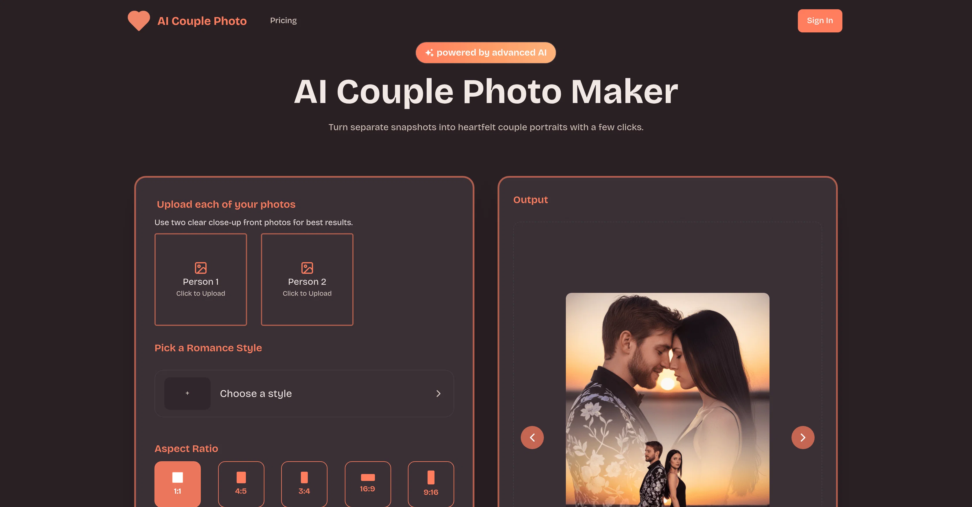 AI Couple Photo.com screenshot