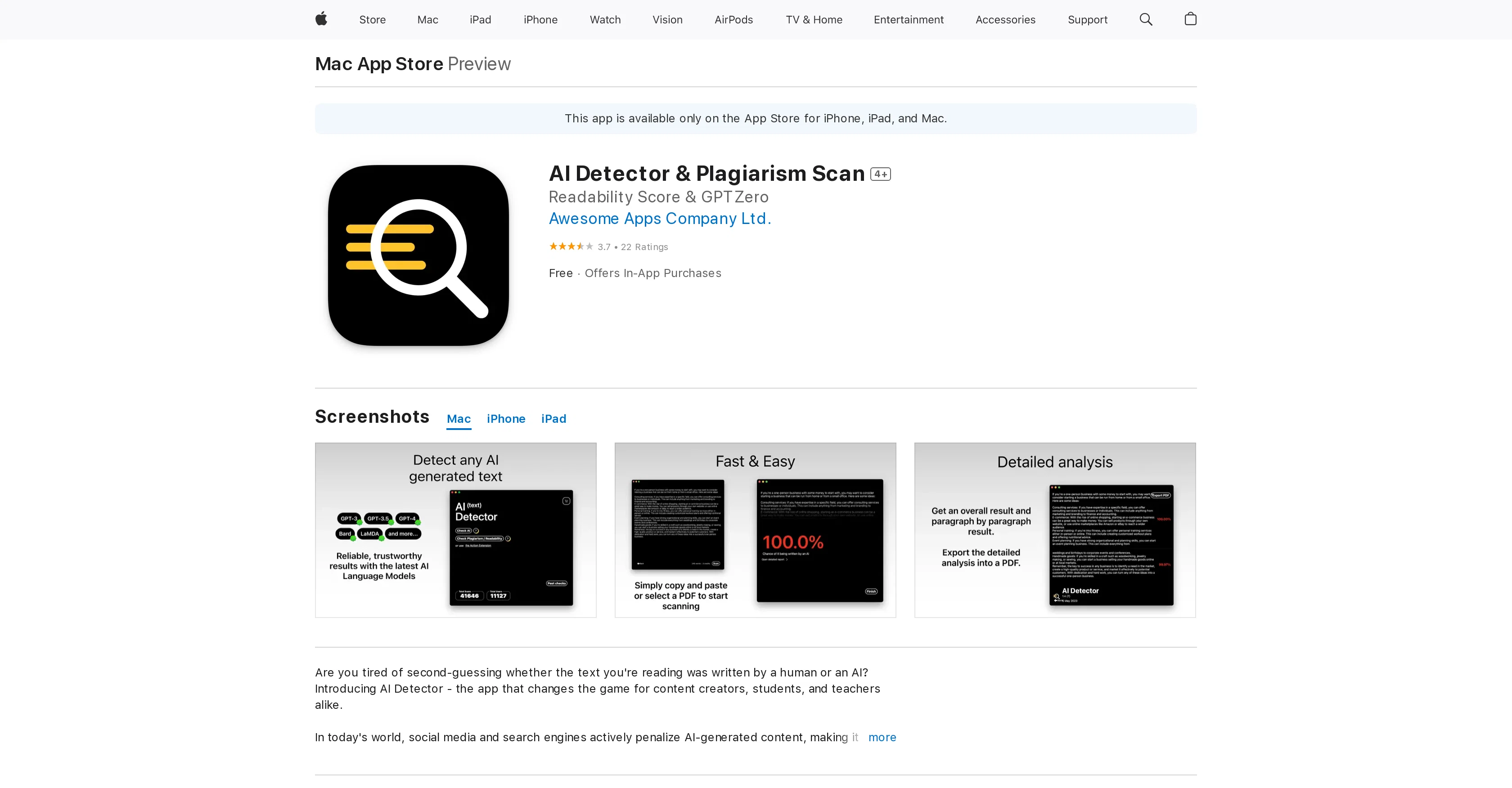 AI Detector screenshot