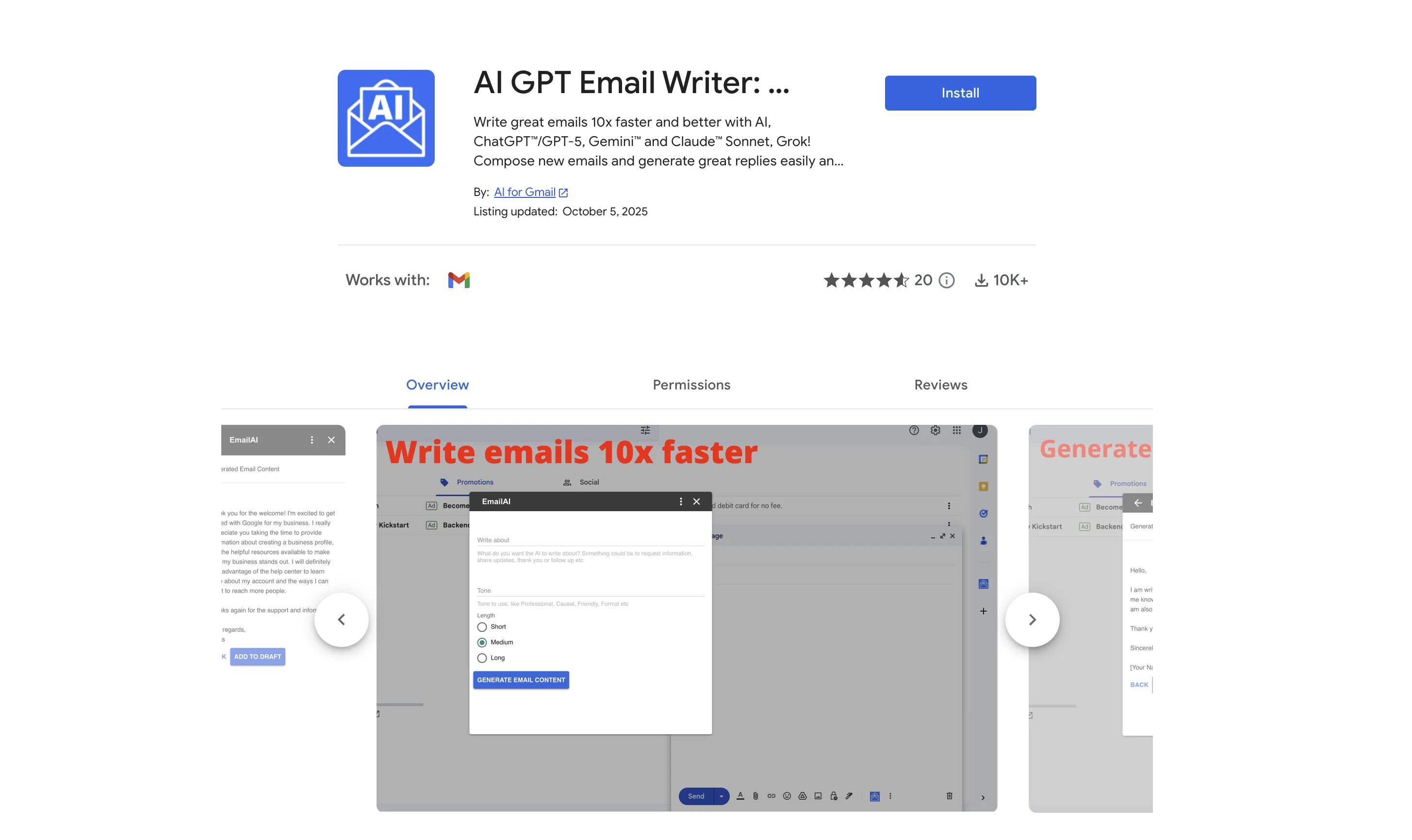 AI Email Writer screenshot