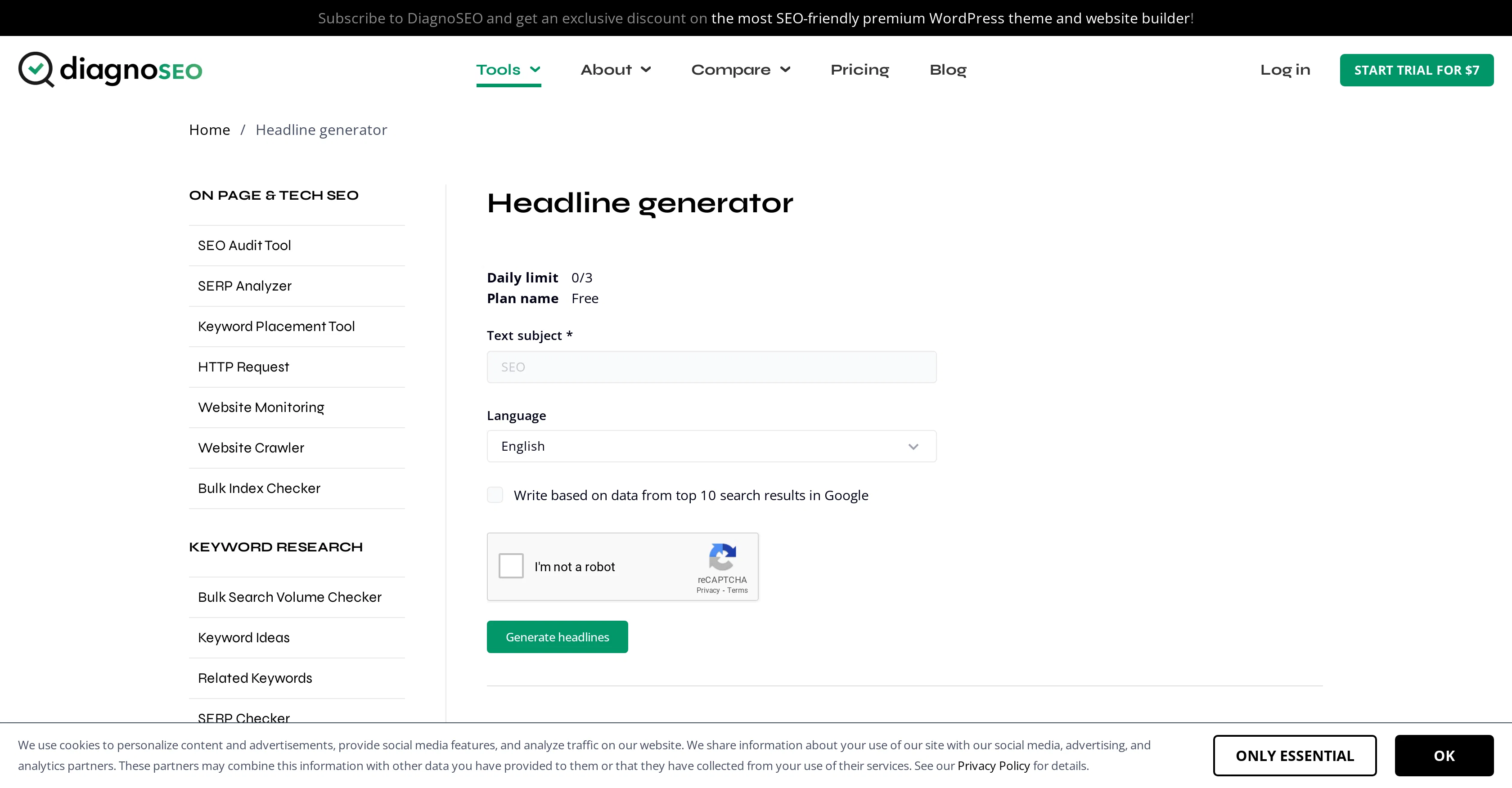 AI Headline Generator by DiagnoSEO screenshot