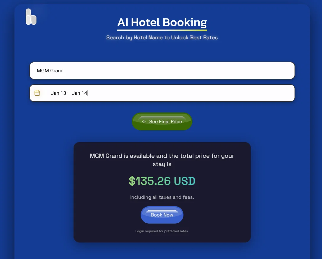 AI Hotel Price Checker - BusinessHotels.com screenshot