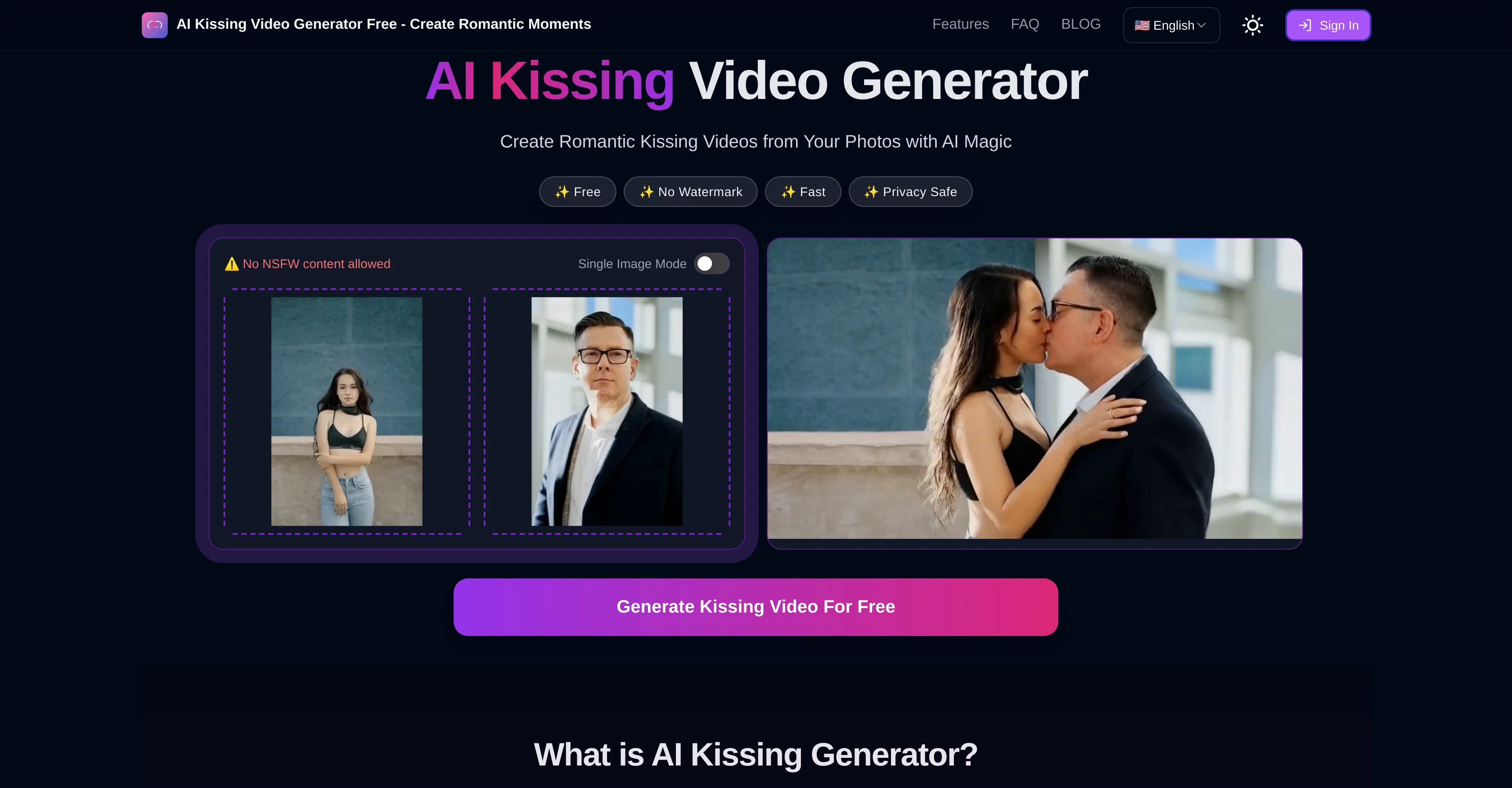 AI Kissing Video Generator screenshot