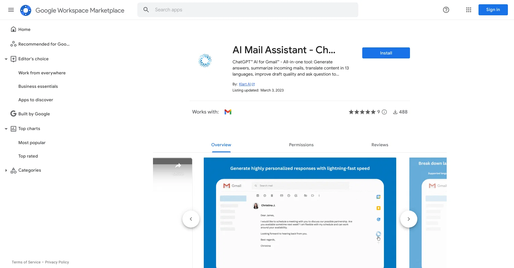 AI Mail Assistant screenshot