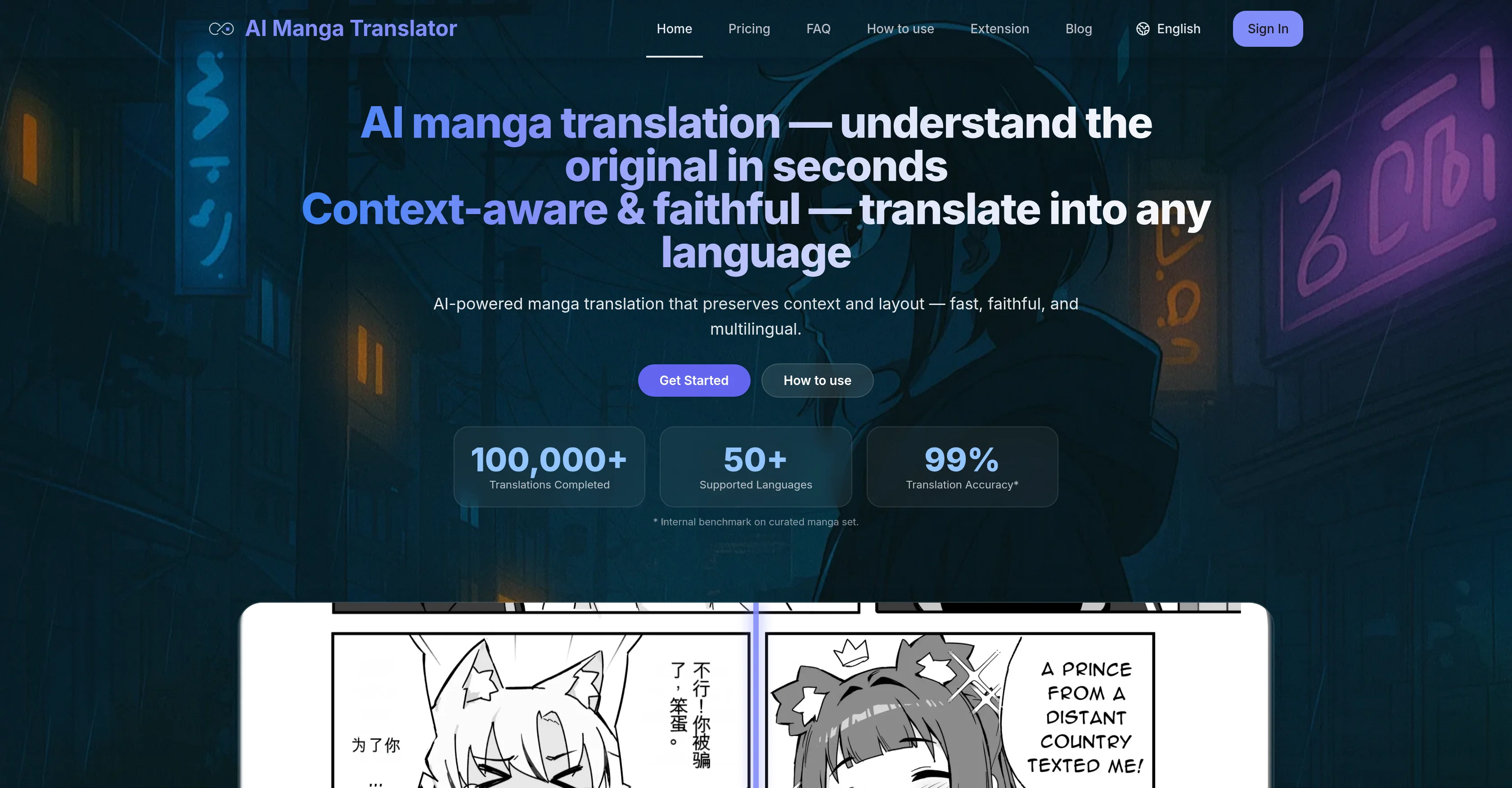 AI Manga Translate.com screenshot