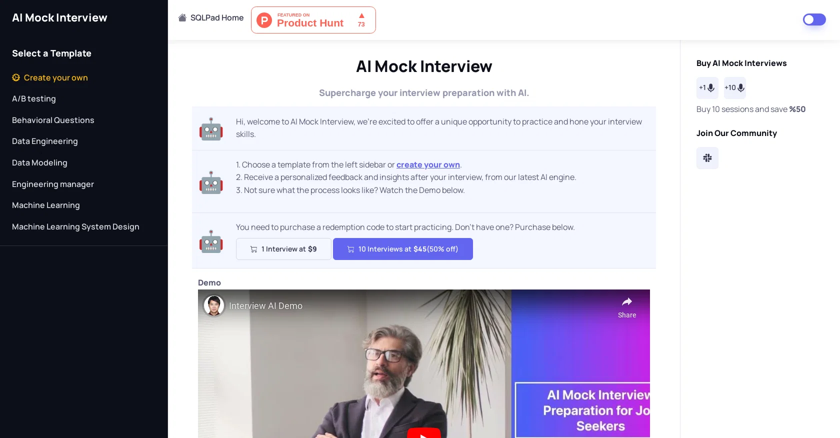 AI Mock Interview screenshot