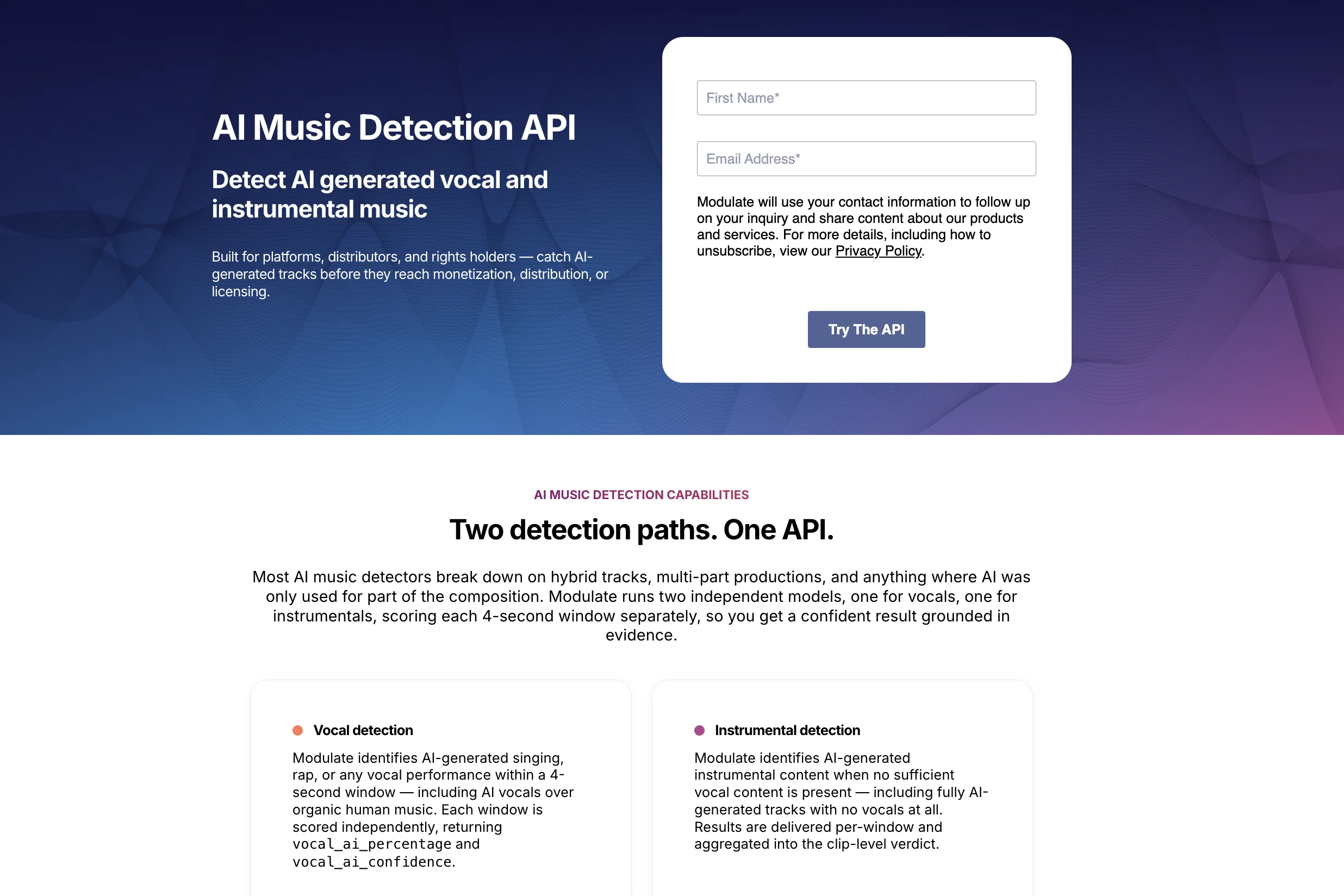 AI Music Detection API by Modulate screenshot