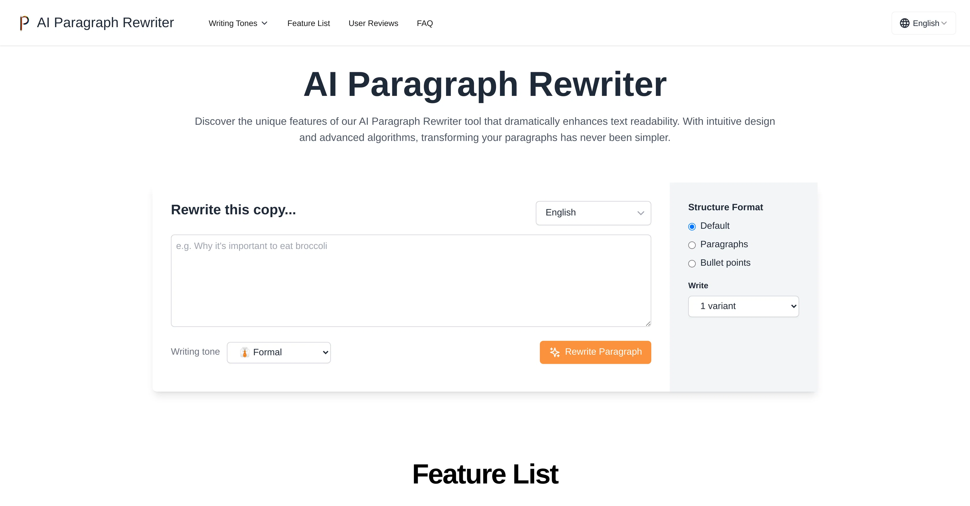 AI Paragraph Rewriter screenshot