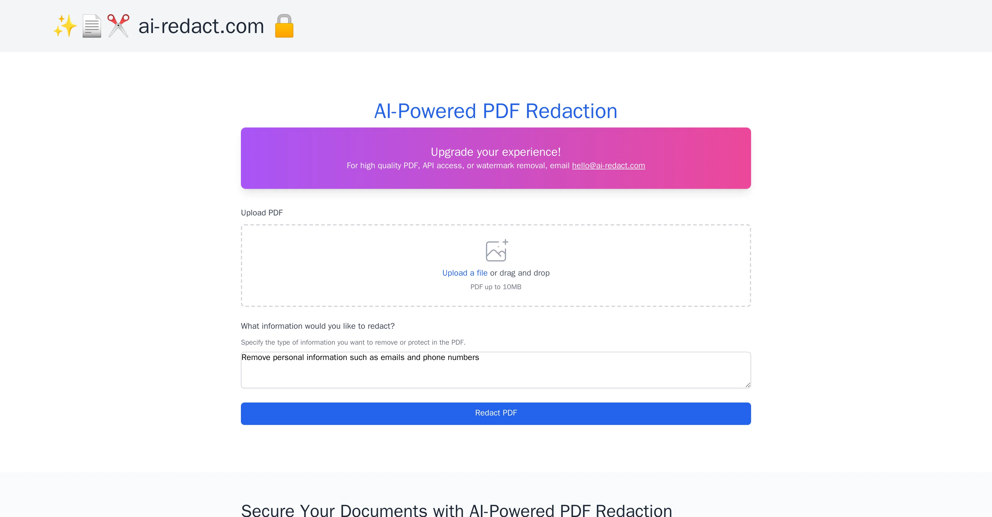 AI PDF Redaction Tool screenshot