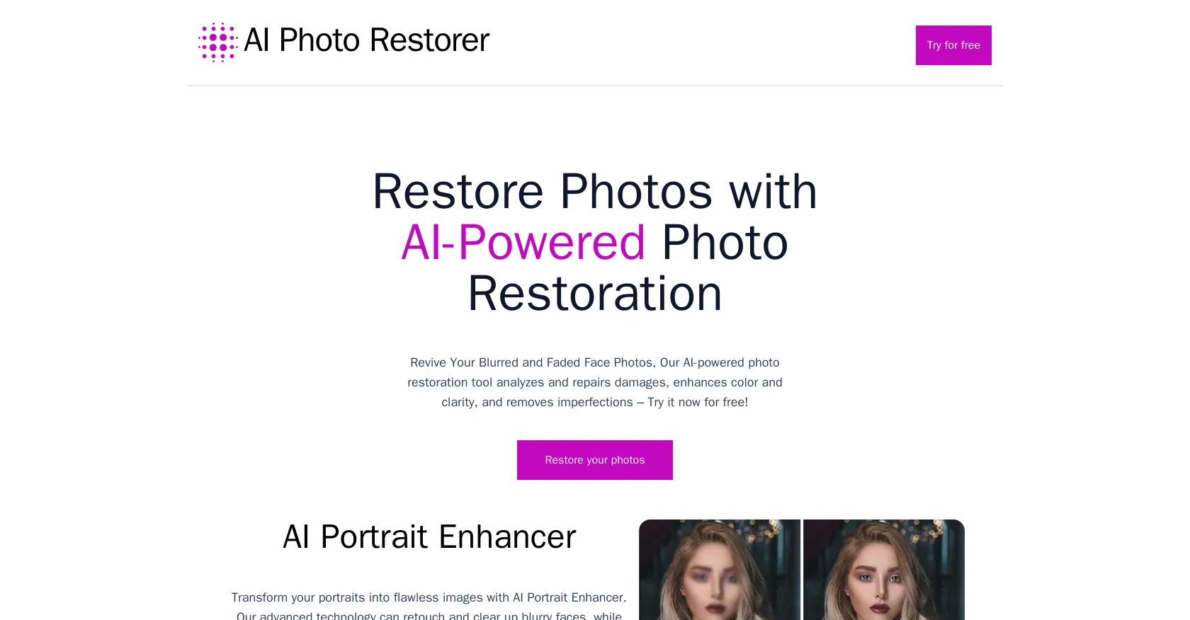 AI photo restorer screenshot
