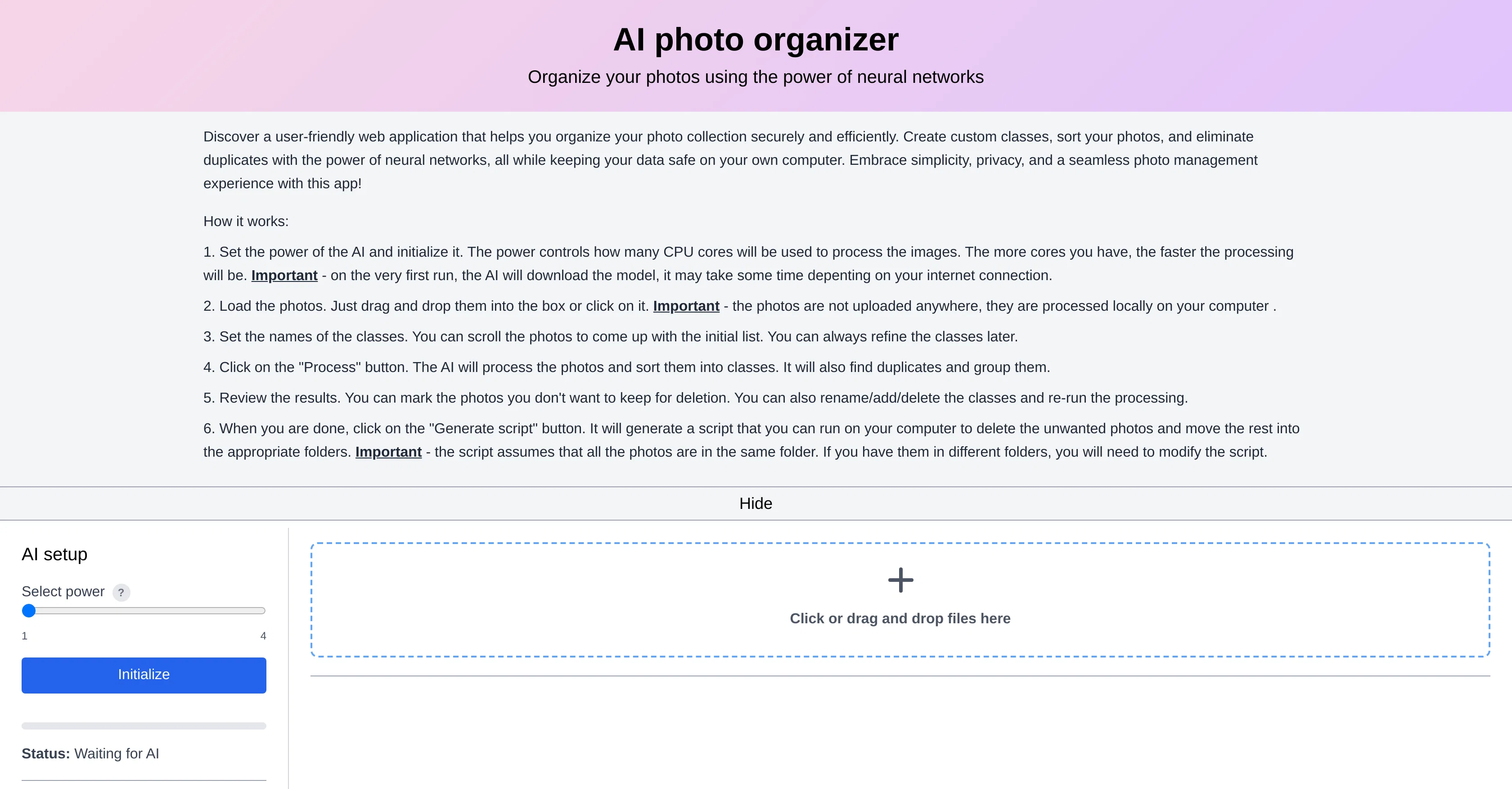 AI photo sorter screenshot