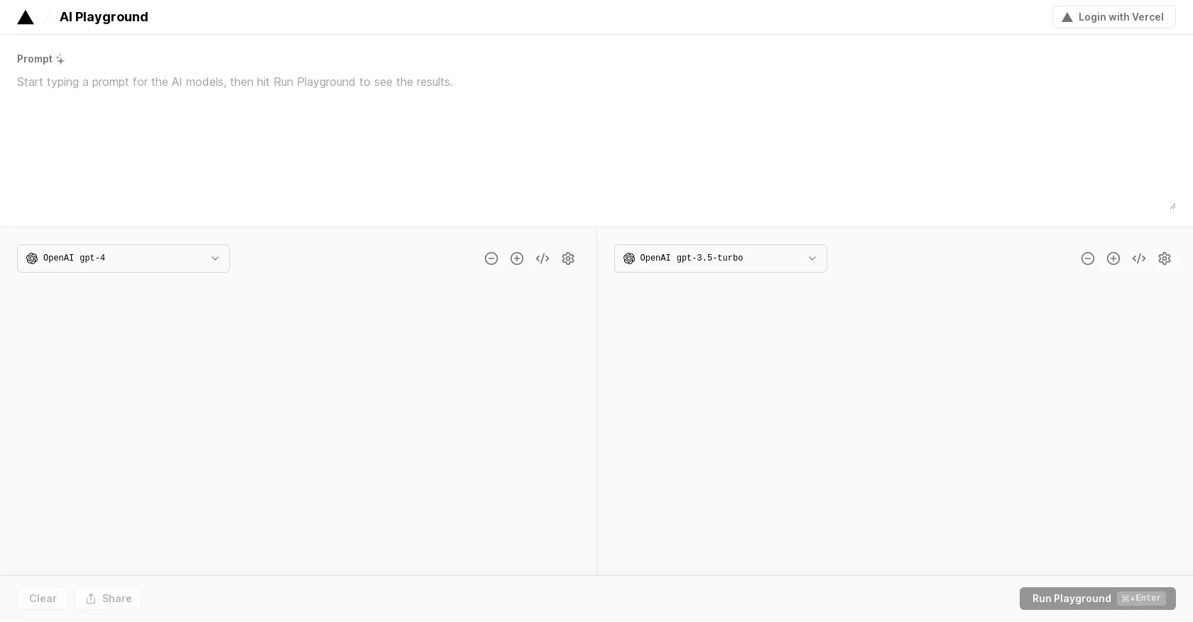 AI Playground by Vercel screenshot