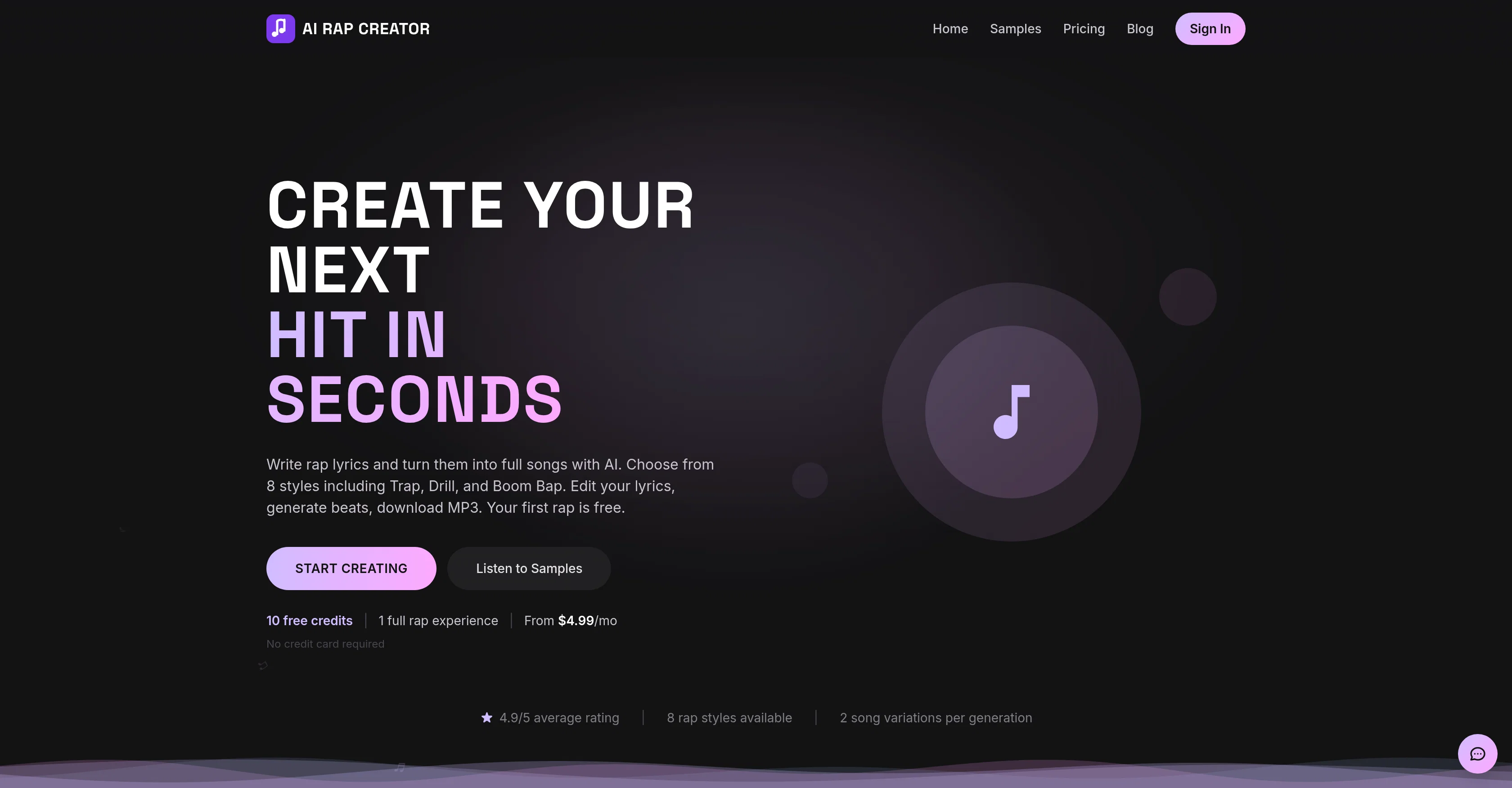 AI Rap Creator.com screenshot