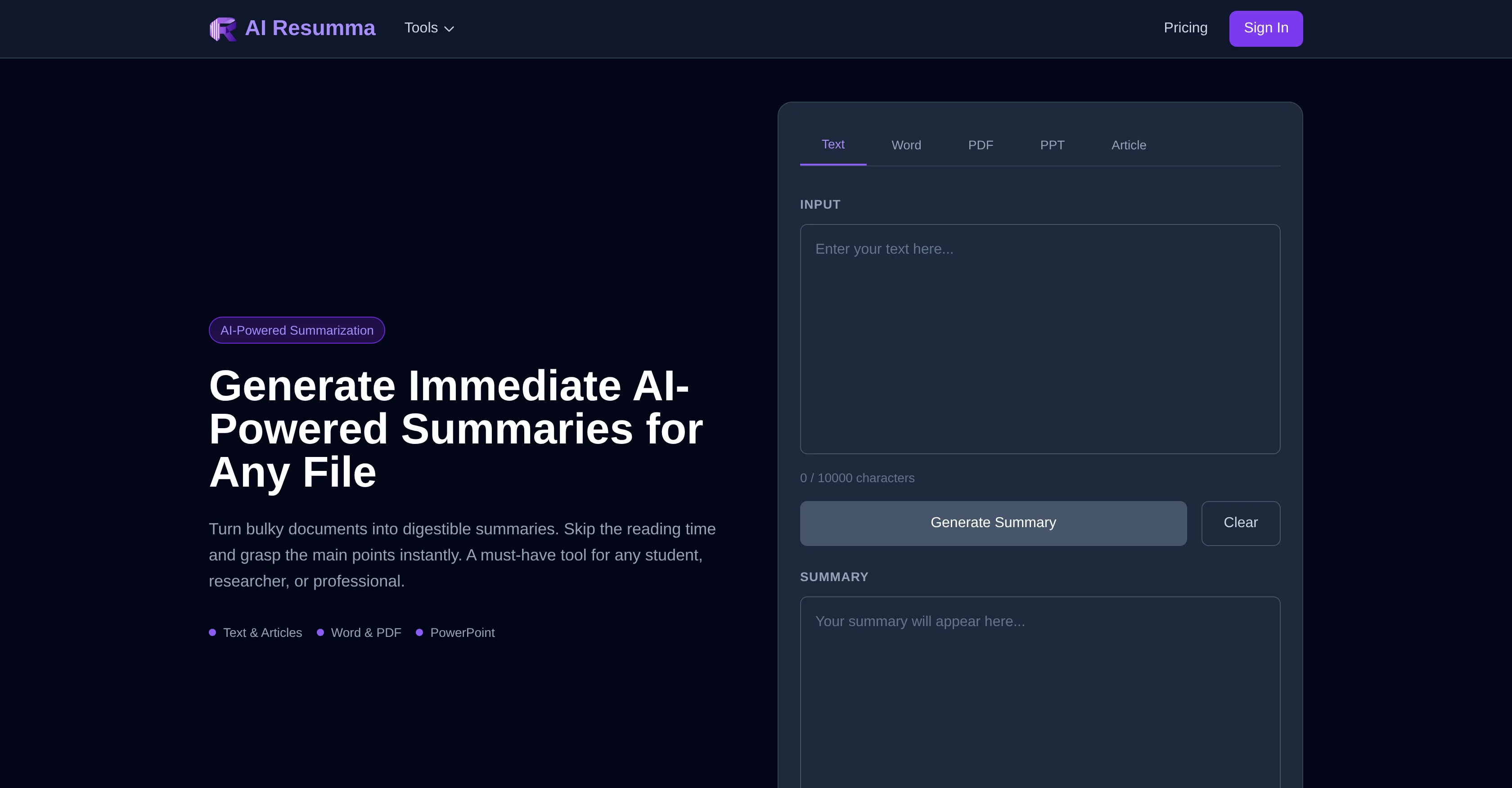 AI Resumma screenshot