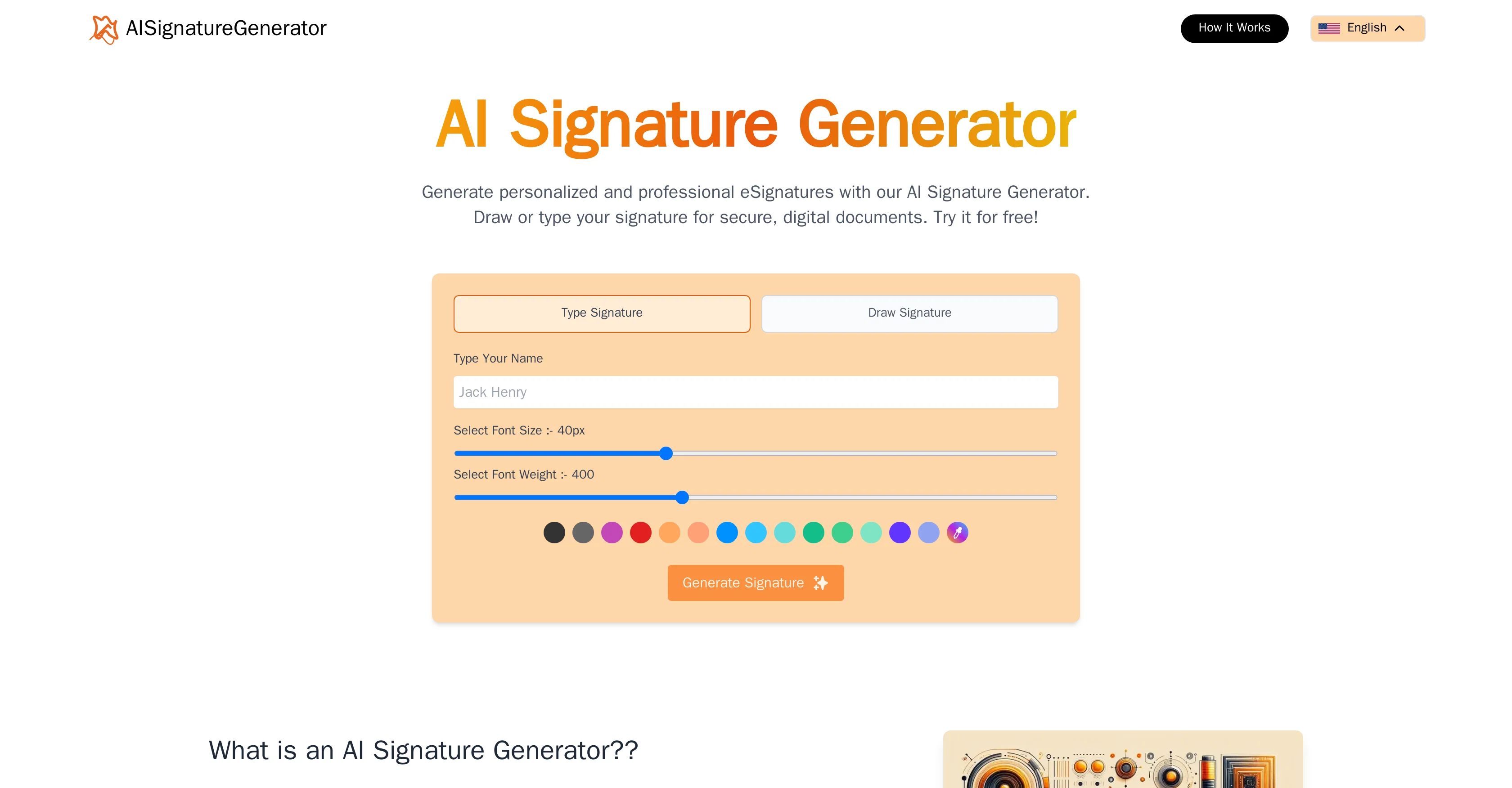 AI Signature Generator screenshot