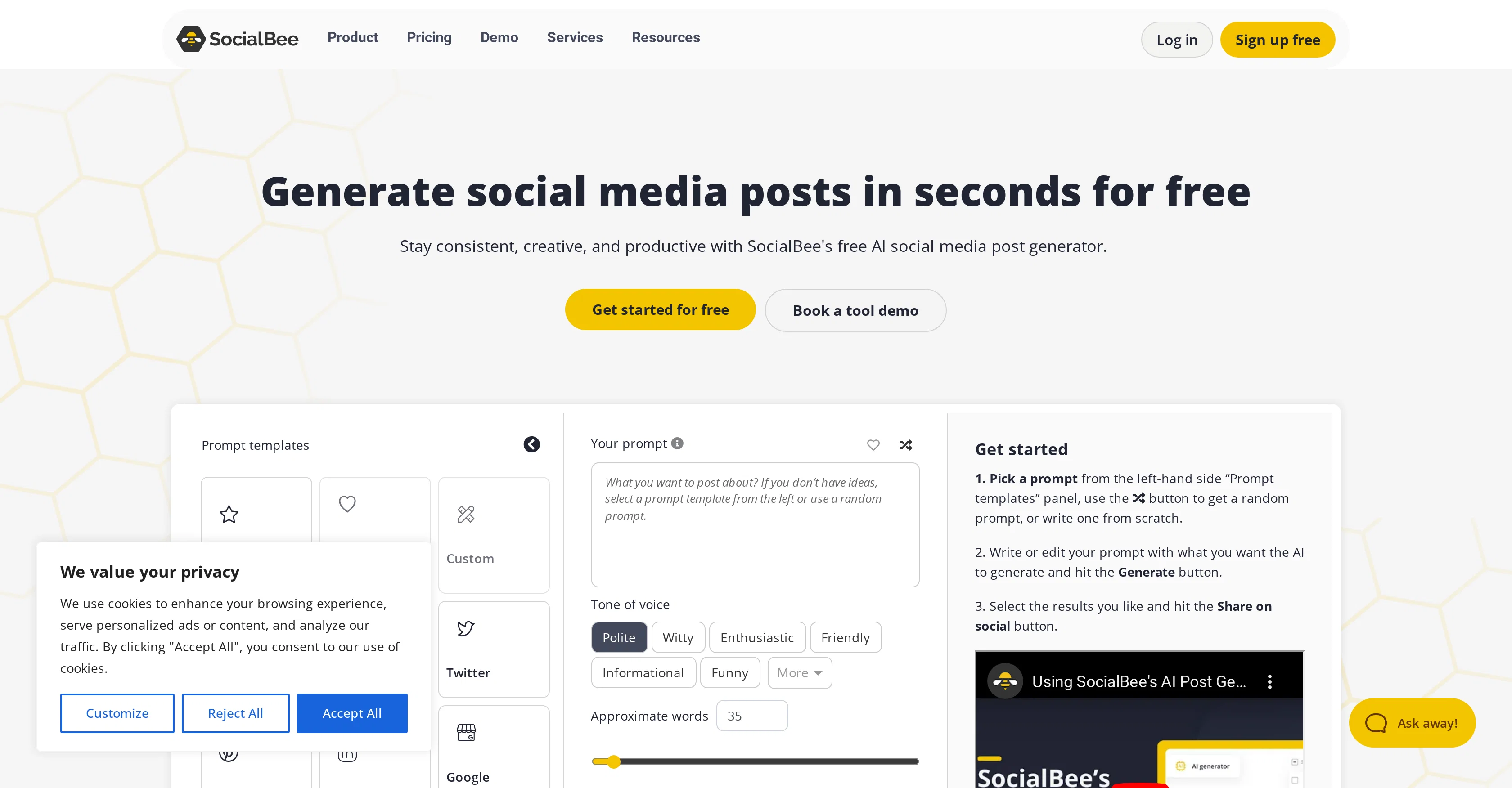AI Social Post Generator screenshot