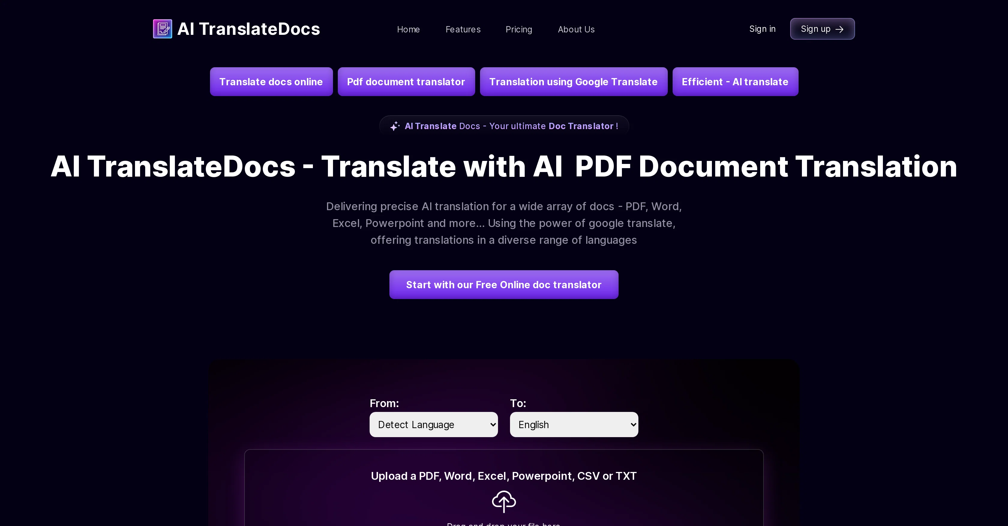 AI TranslateDocs screenshot