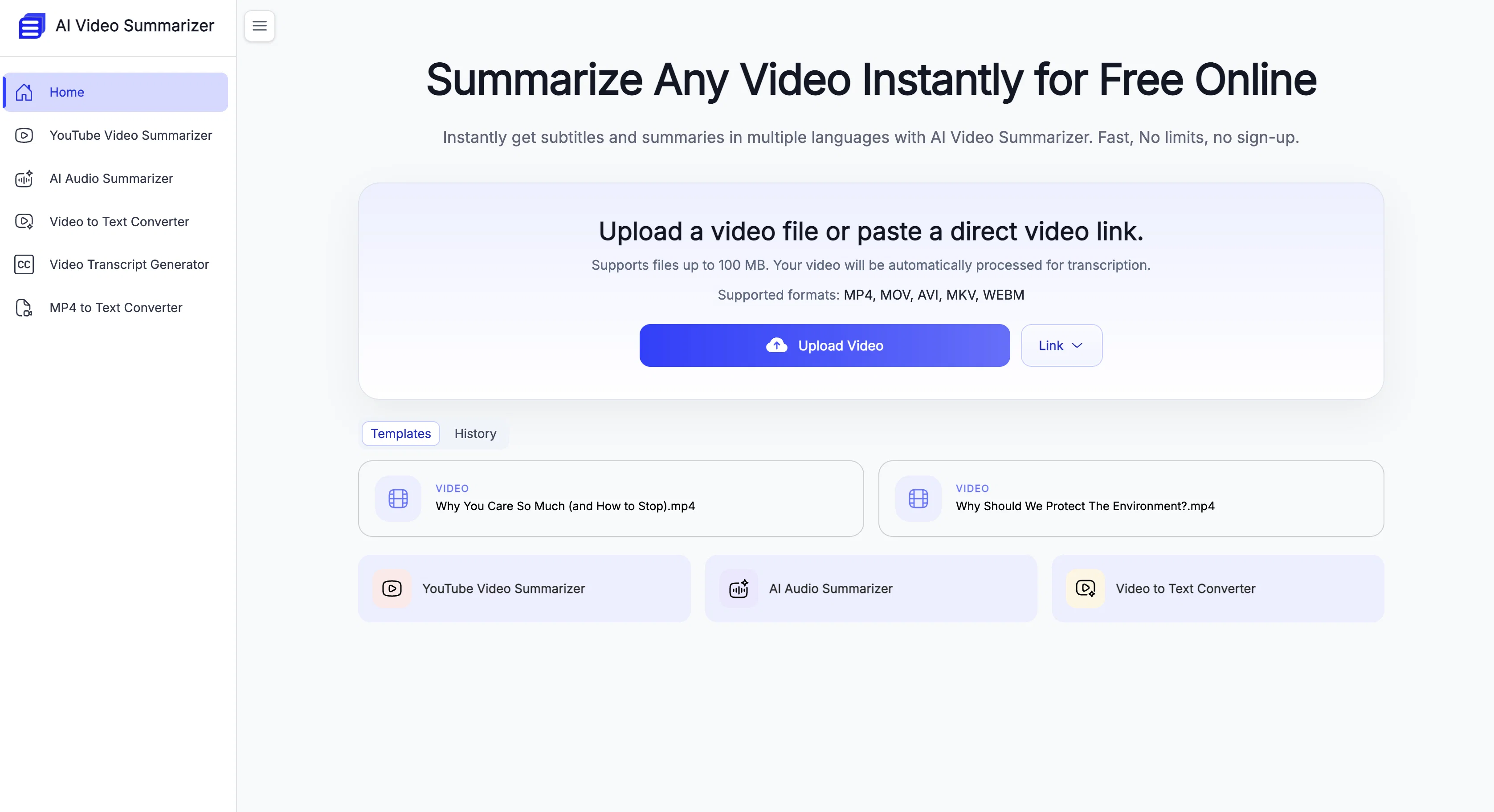 AI Video Summarizer.io screenshot