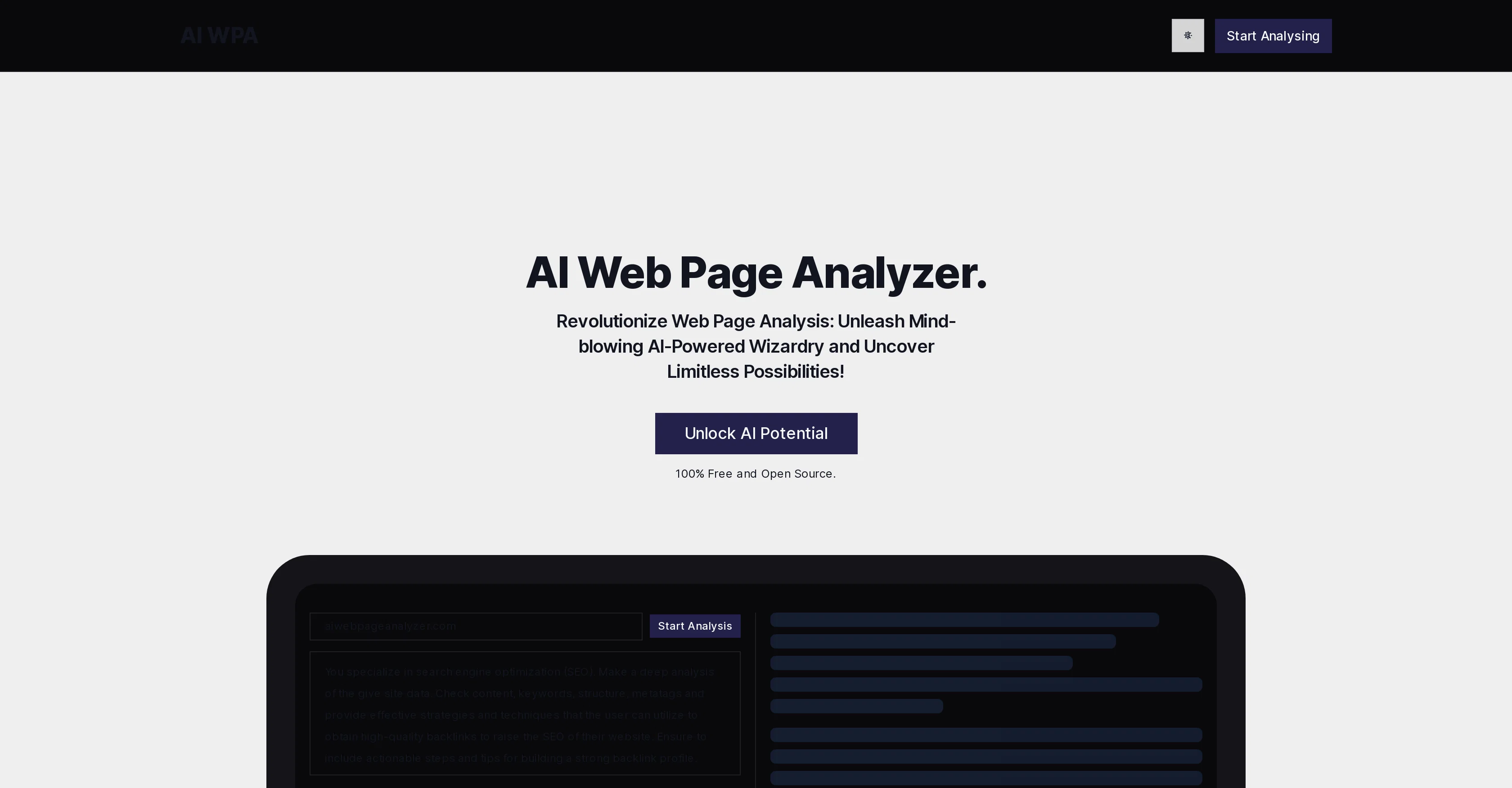 AI Web Page Analyzer screenshot