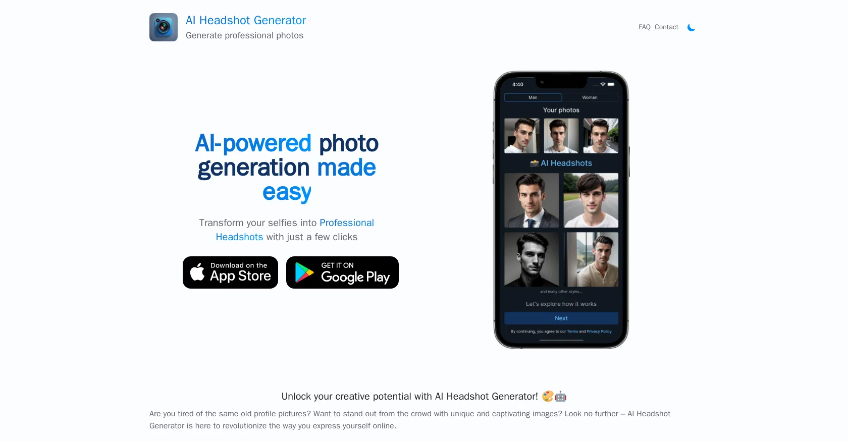 AIHeadshotGenerator screenshot