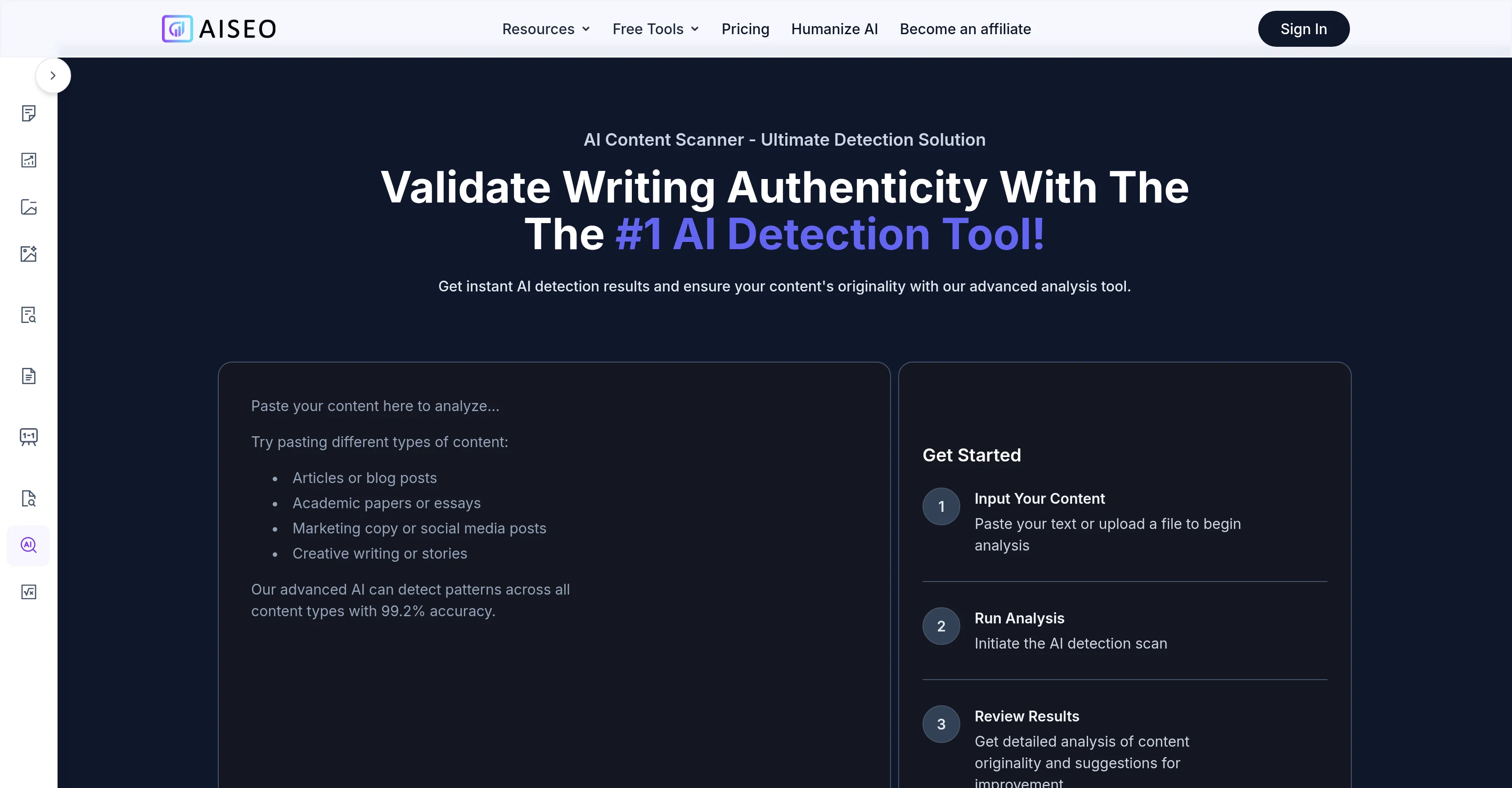 AISEO AI Detector screenshot