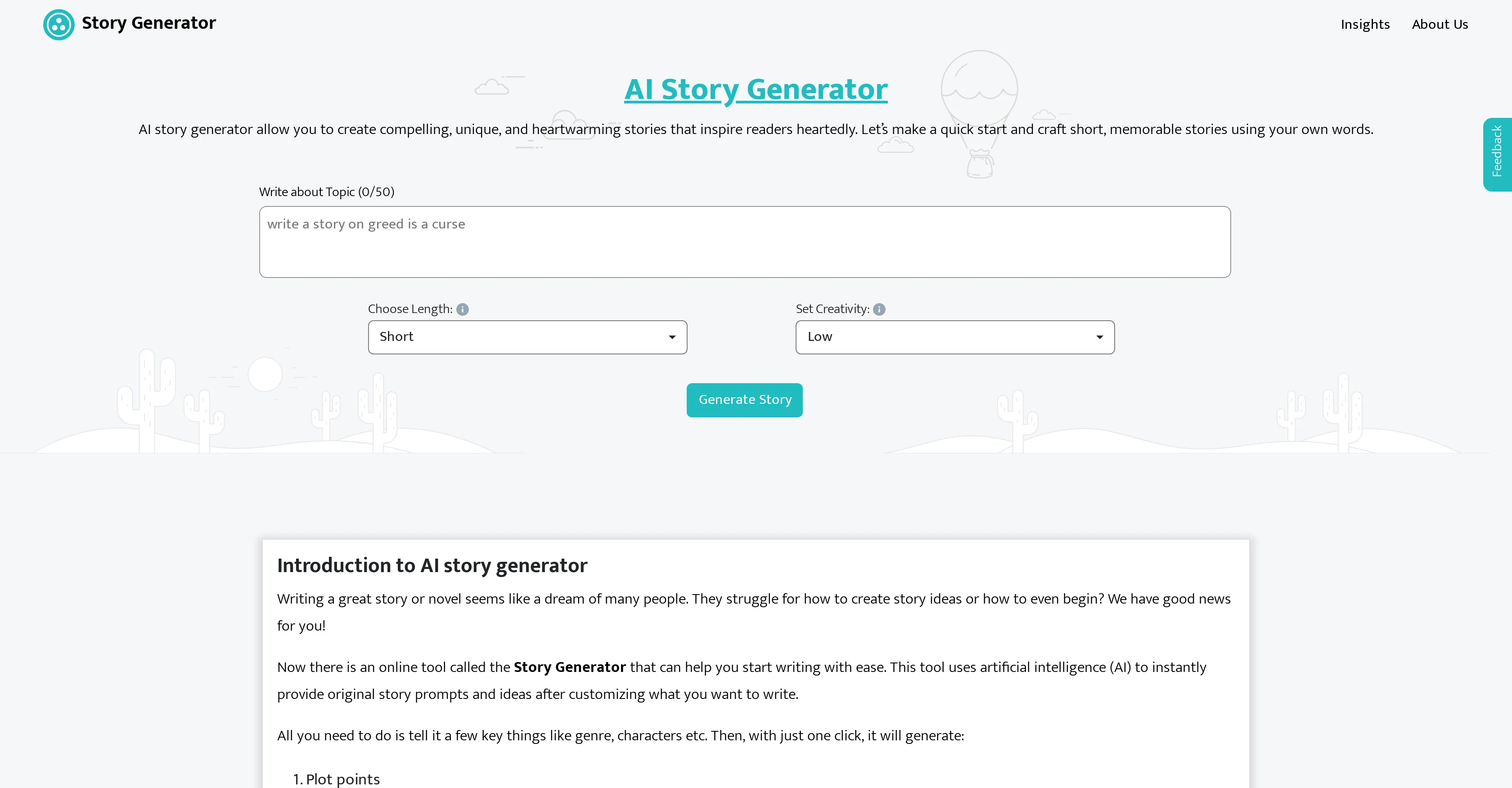 AIStoryGenerator.com screenshot