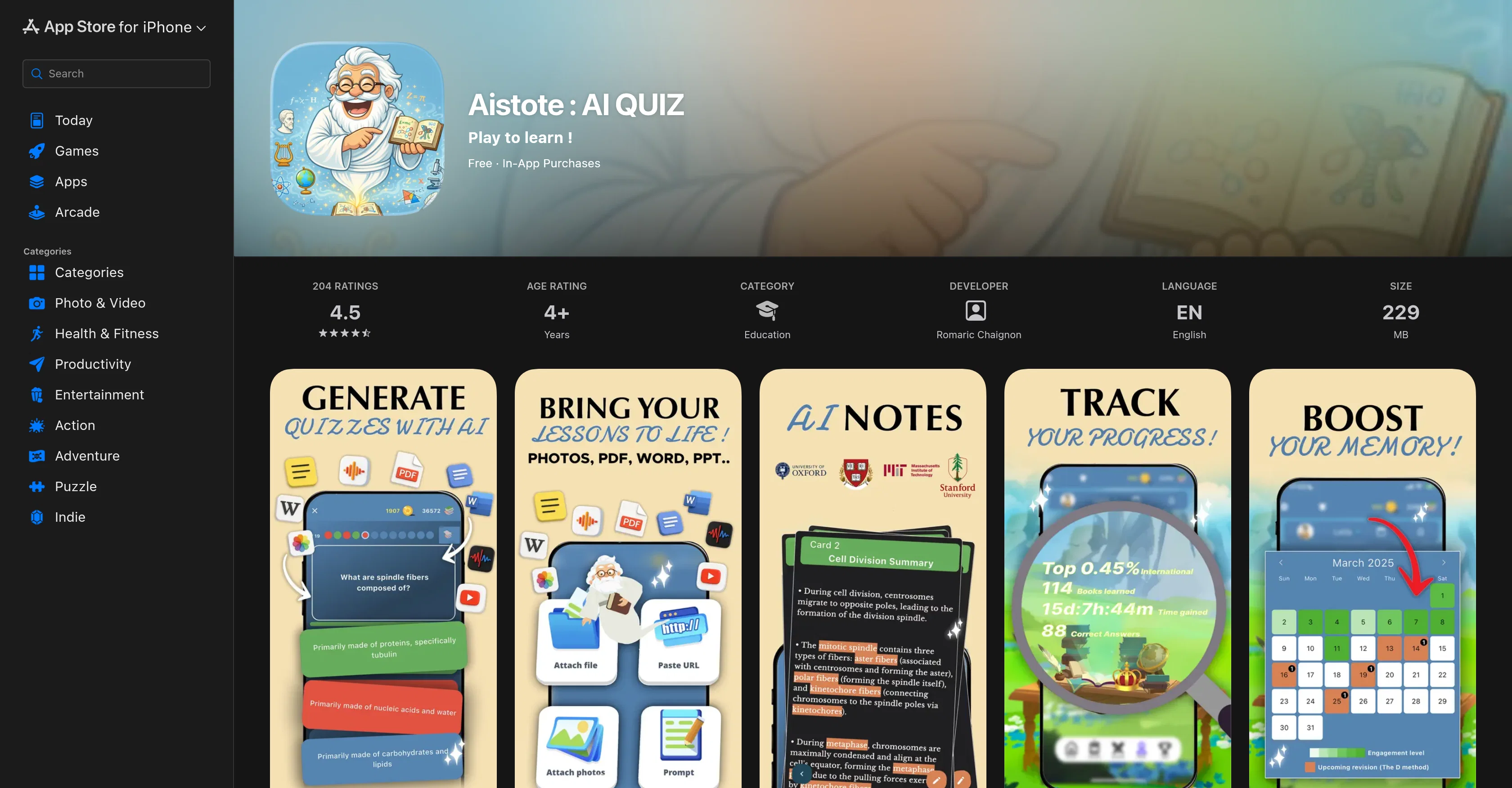 Aistote : AI QUIZ App screenshot