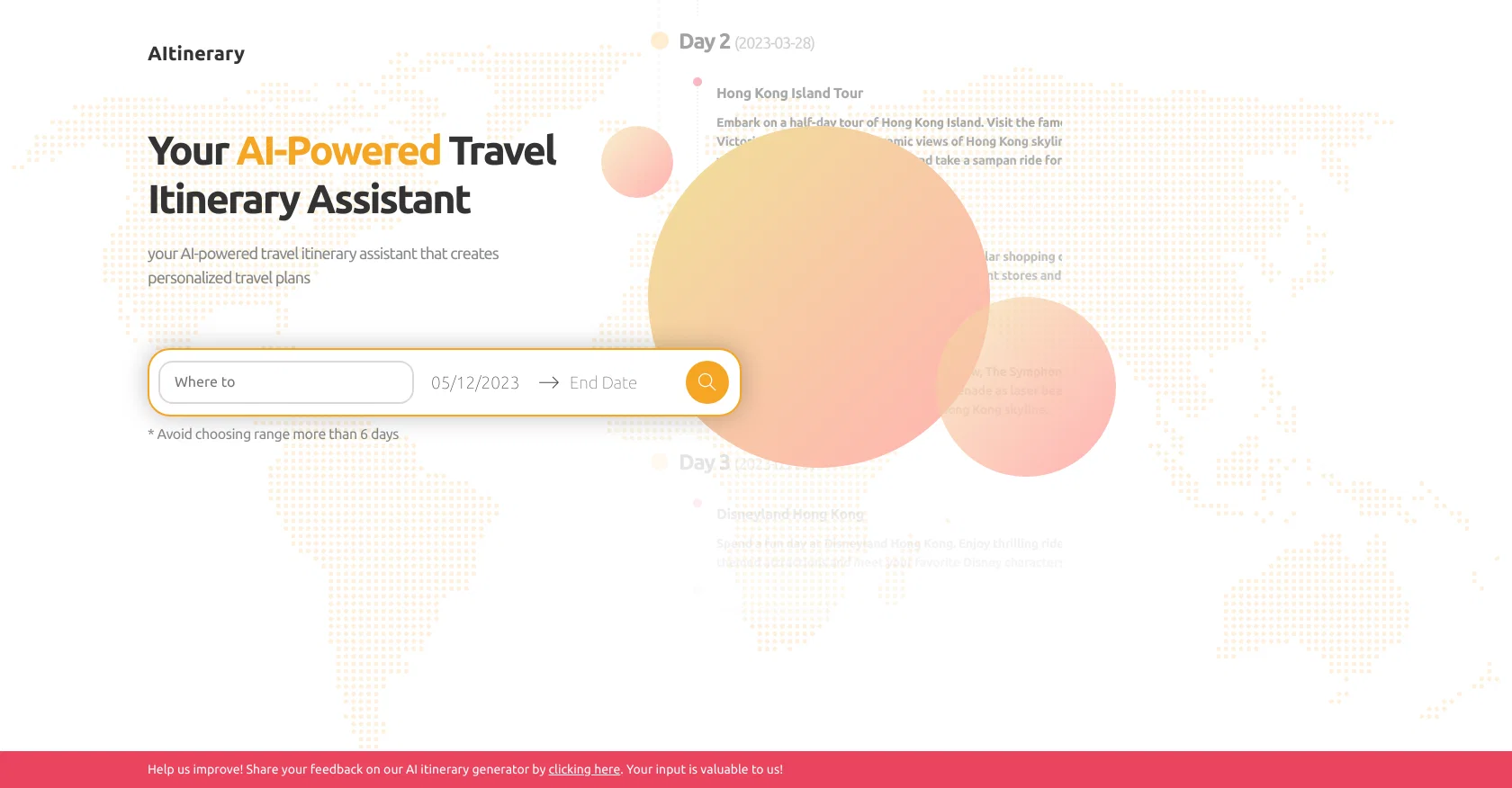 AItinerary screenshot