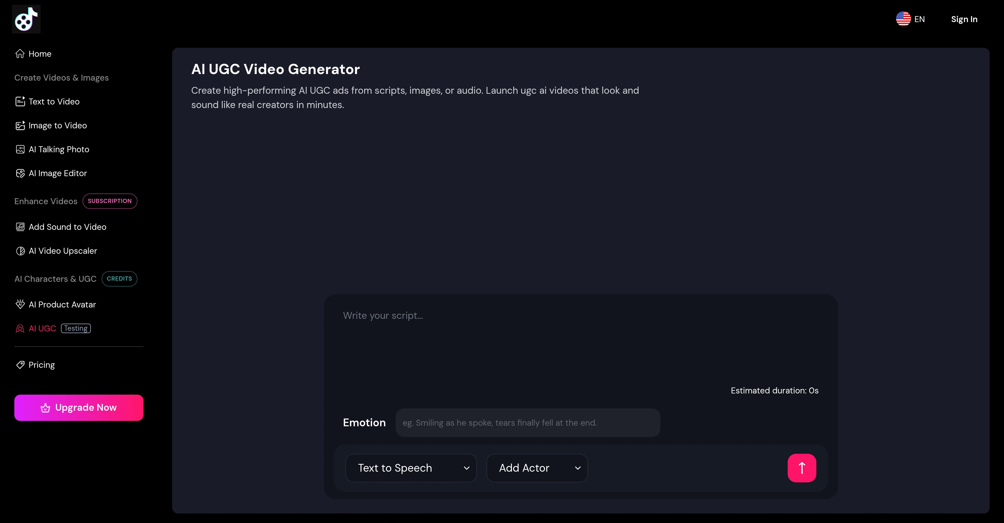AI UGC Video Generator from AIVideoMaker screenshot
