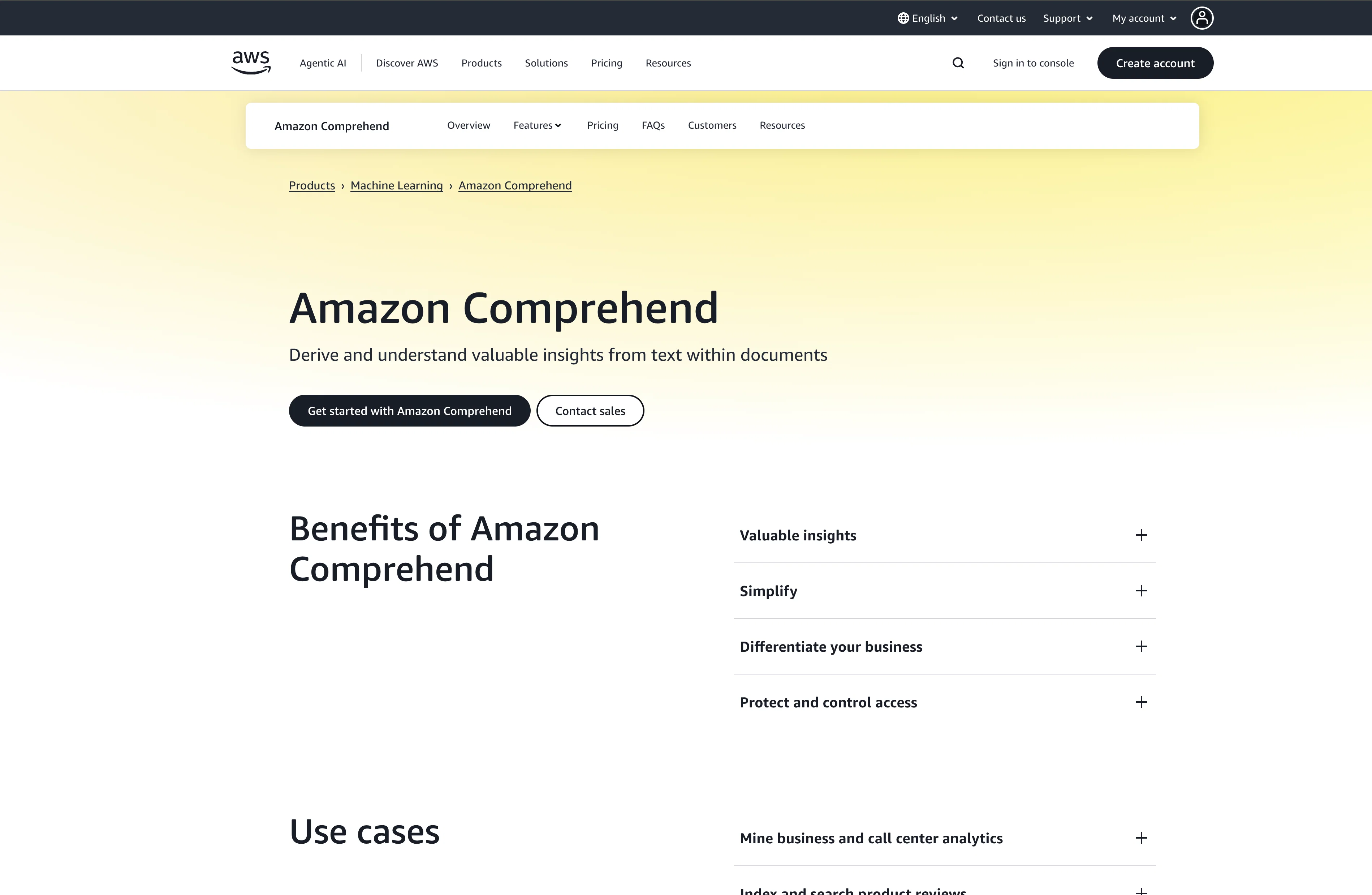 Amazon Comprehend screenshot