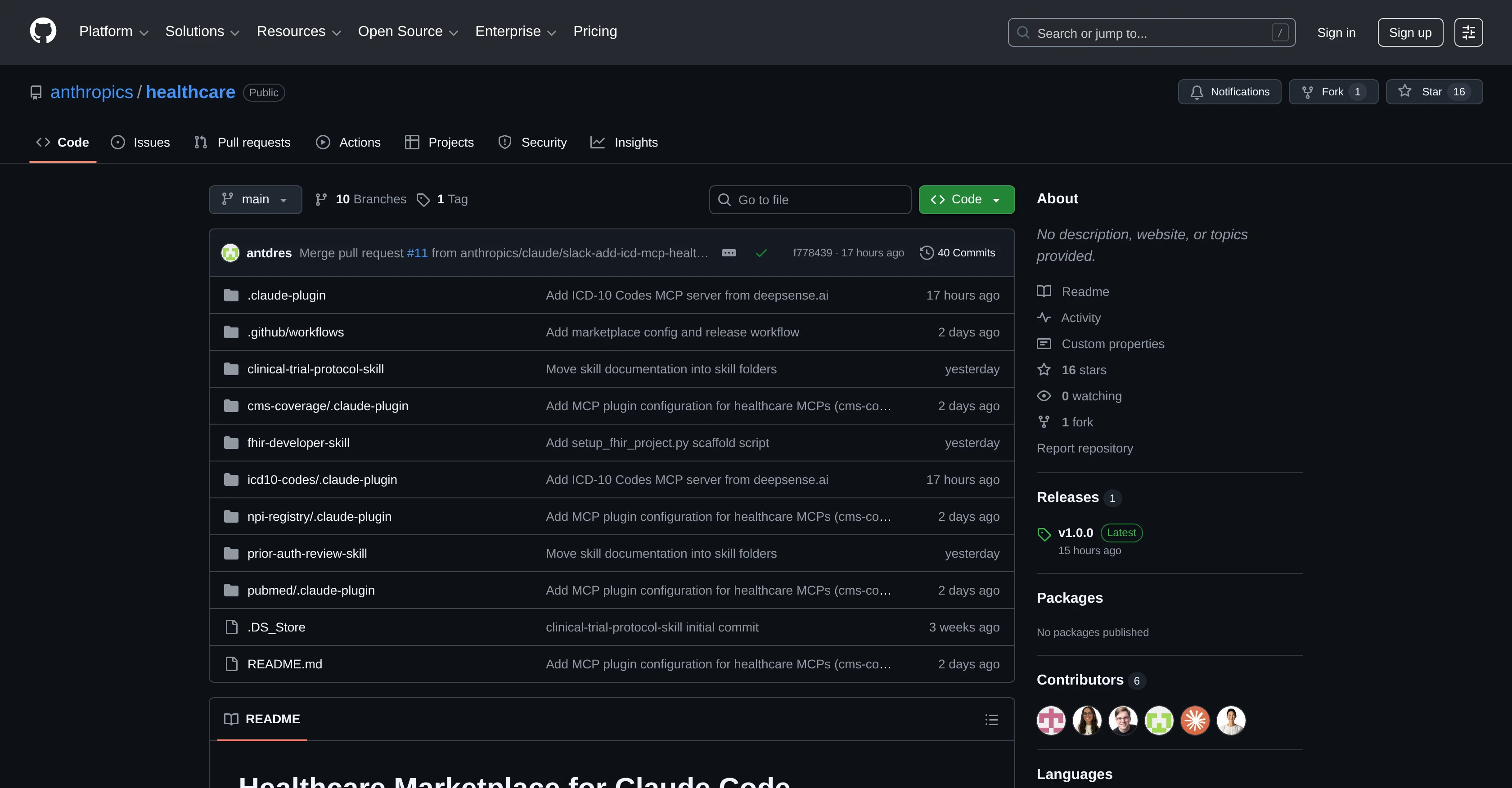 Anthropic Healthcare screenshot