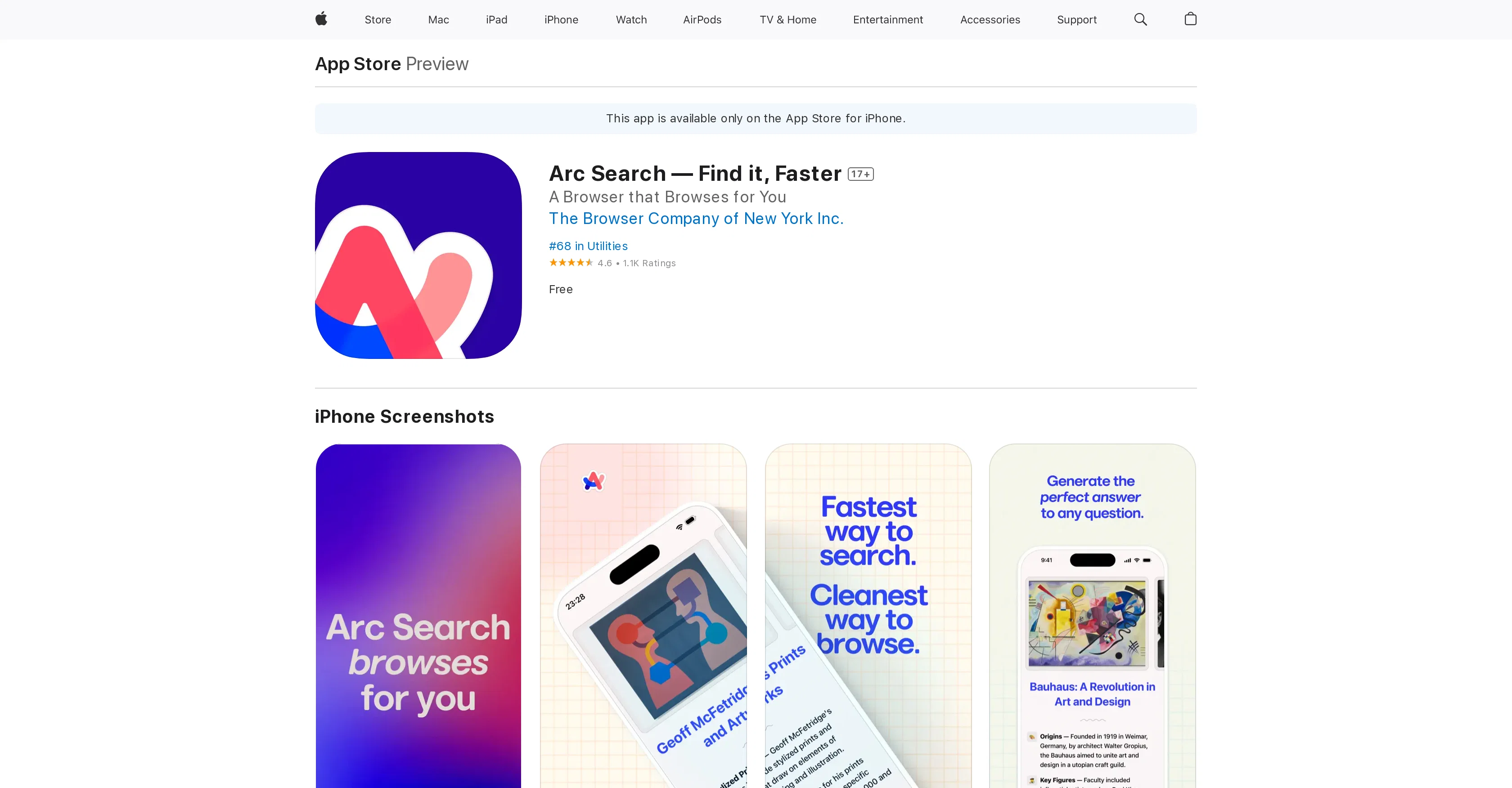 Arc Search screenshot