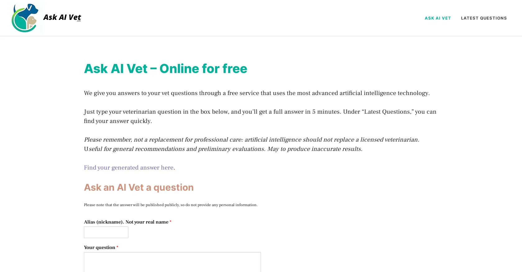 Ask AI Vet screenshot
