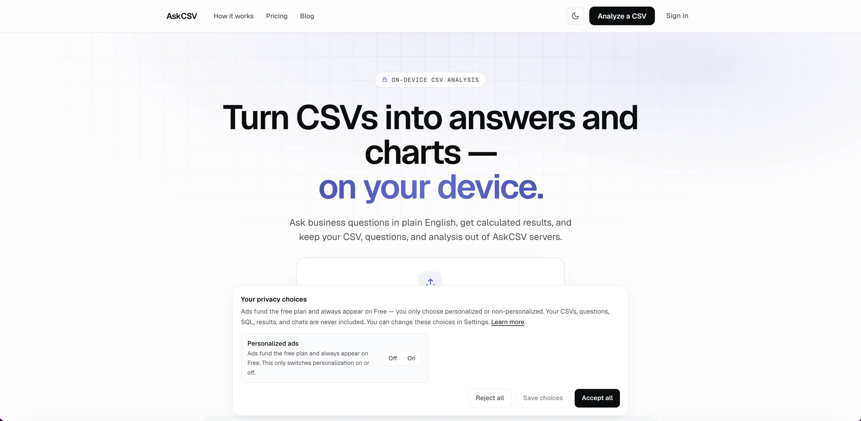 AskCSV screenshot