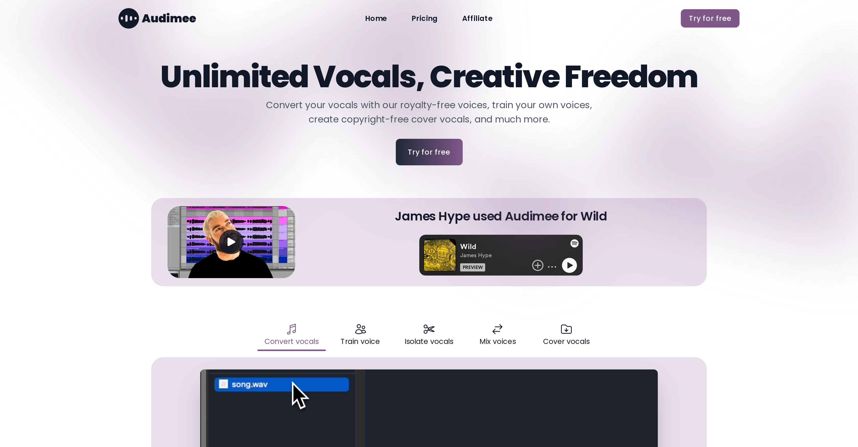 Audimee screenshot