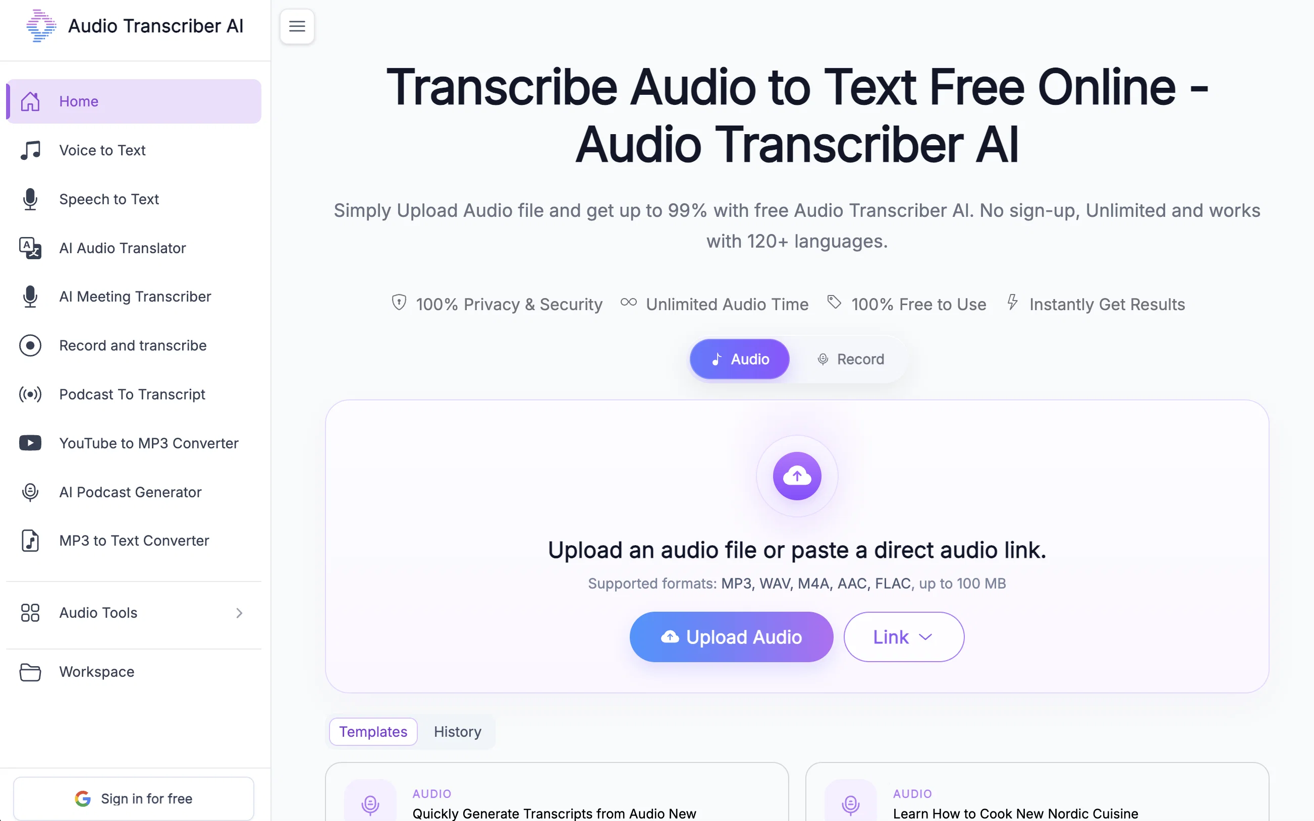 Audio Transcriber AI screenshot