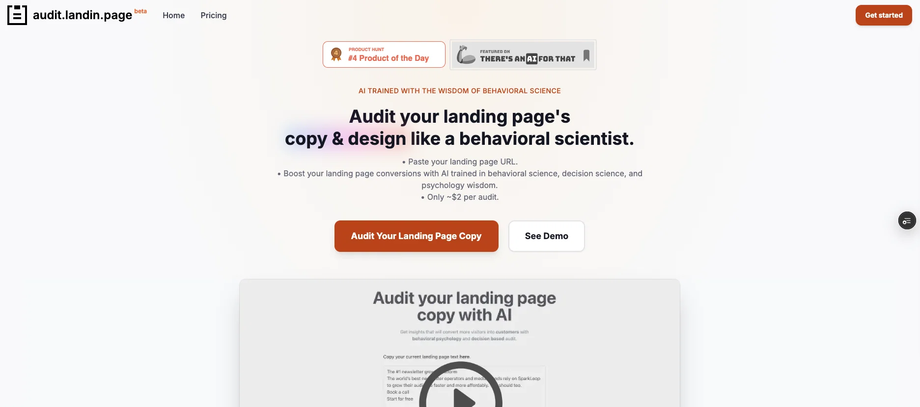 Audit Landin Page screenshot