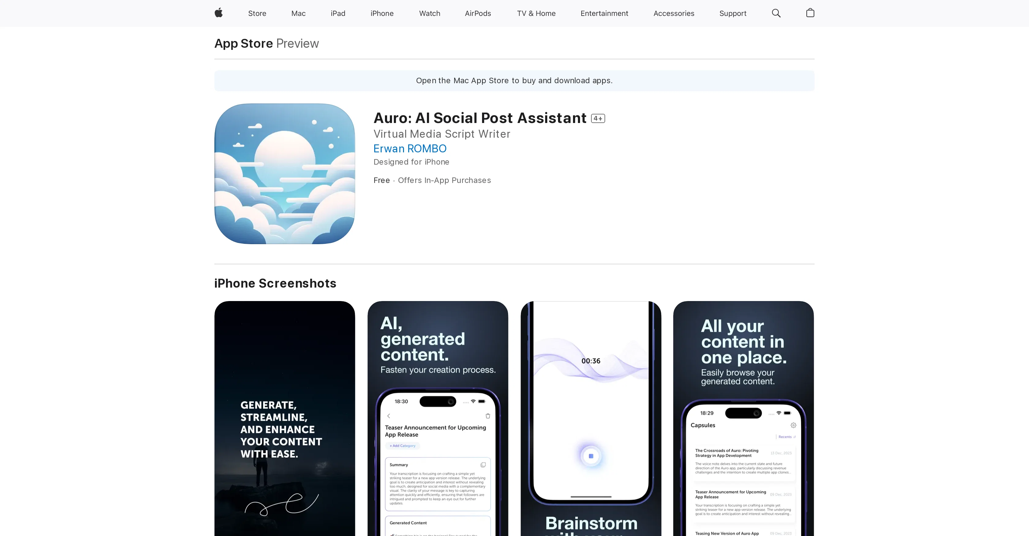 Auro: AI Social Post Assistant screenshot