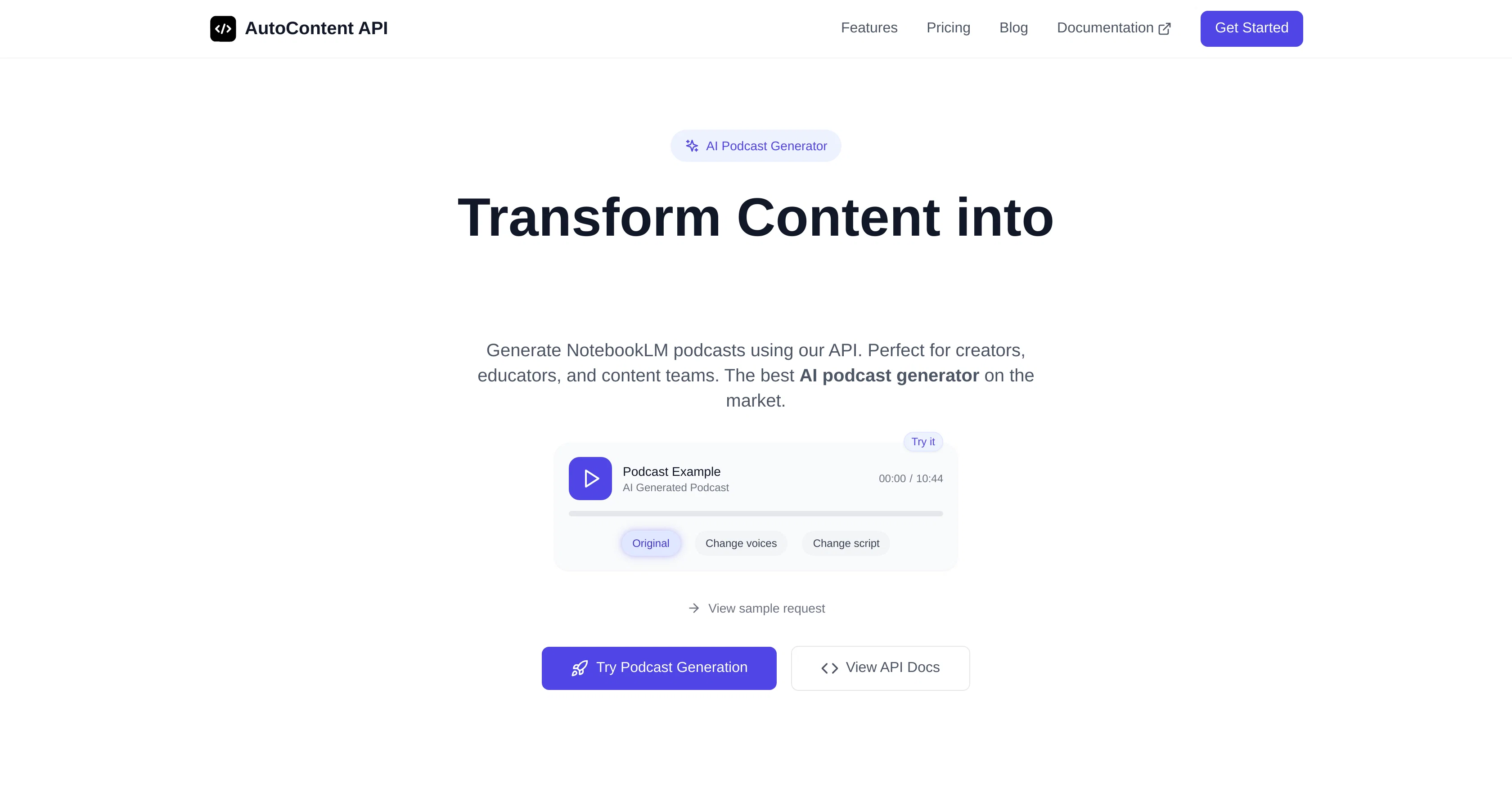 AutoContent API screenshot