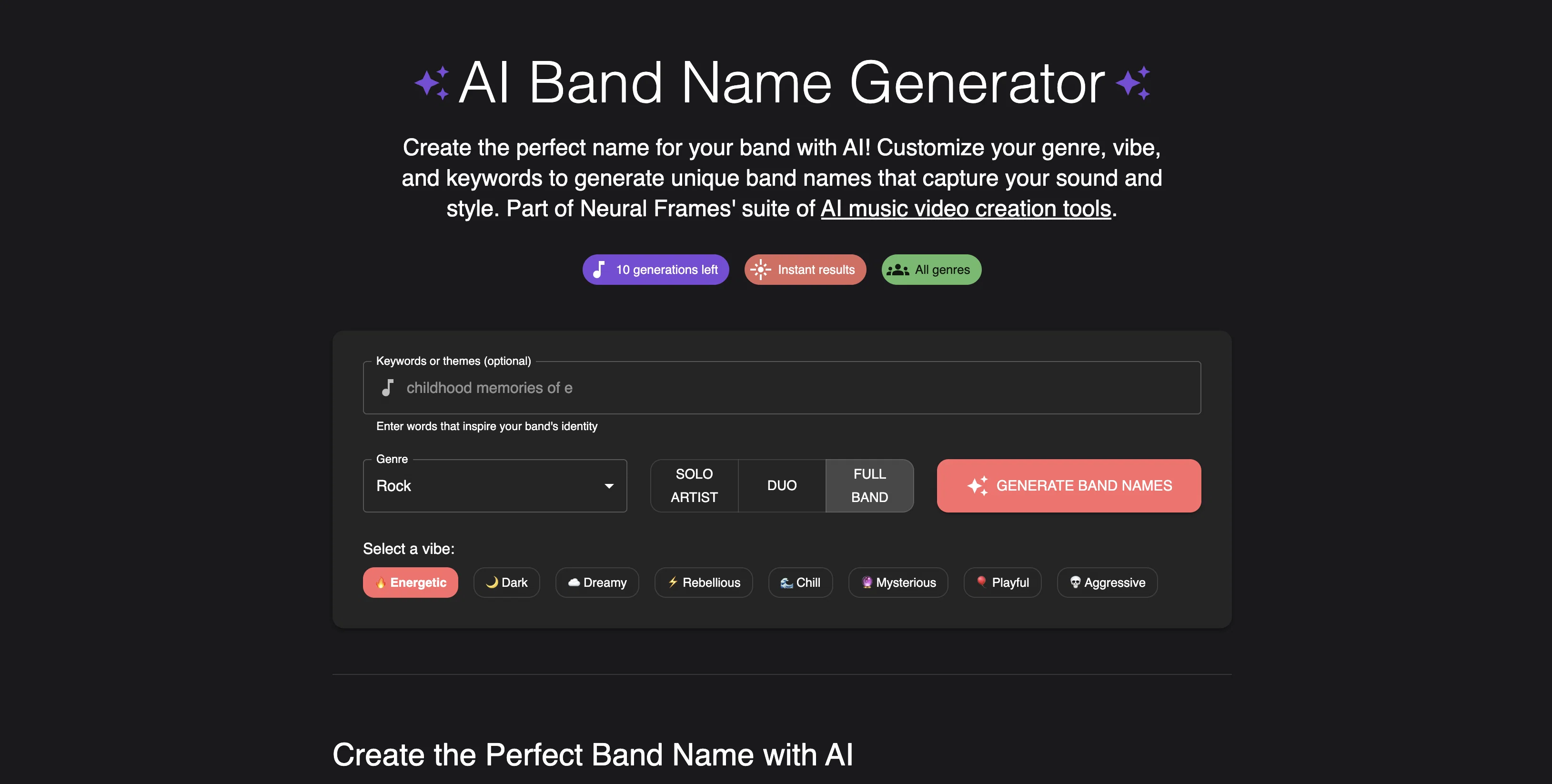 Band Name Generator screenshot